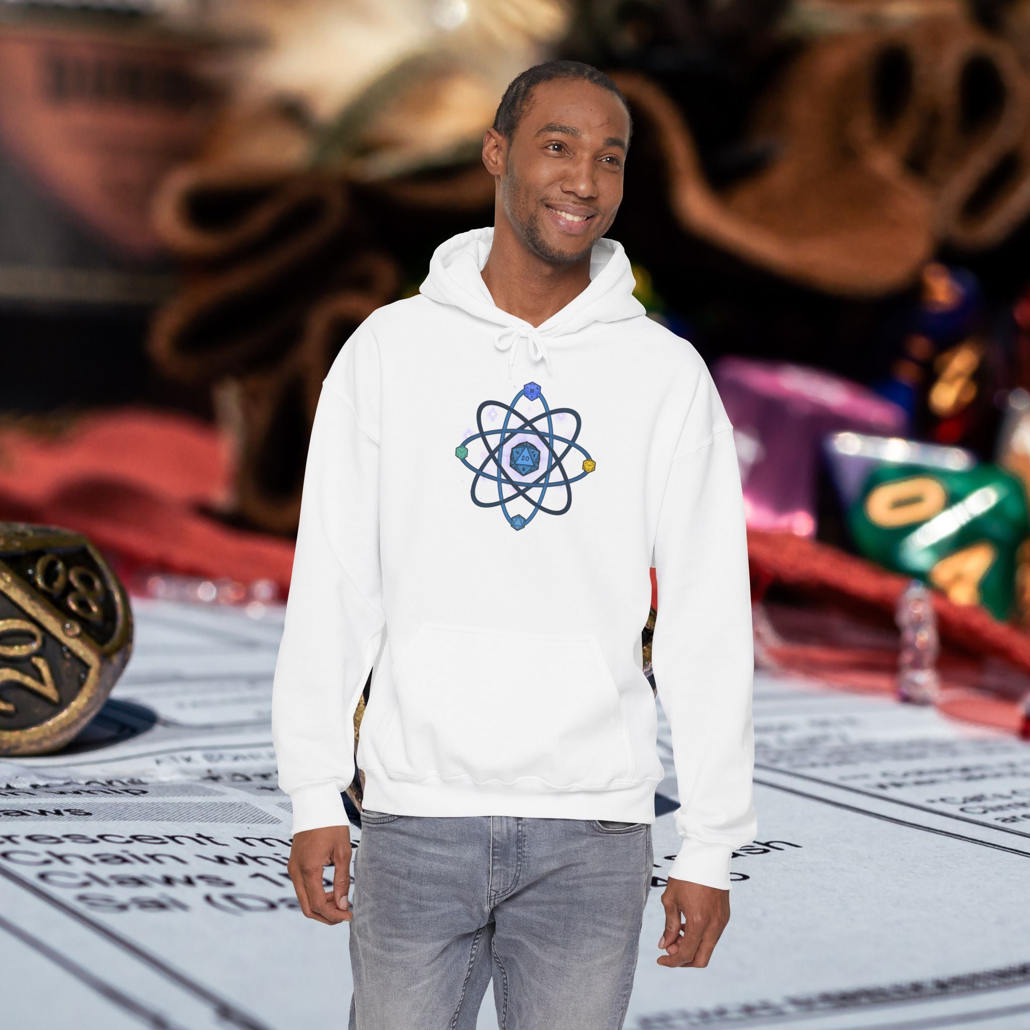 D20 Atom Symbol Hoodie — Geeky D20 RPG Gamer Pullover