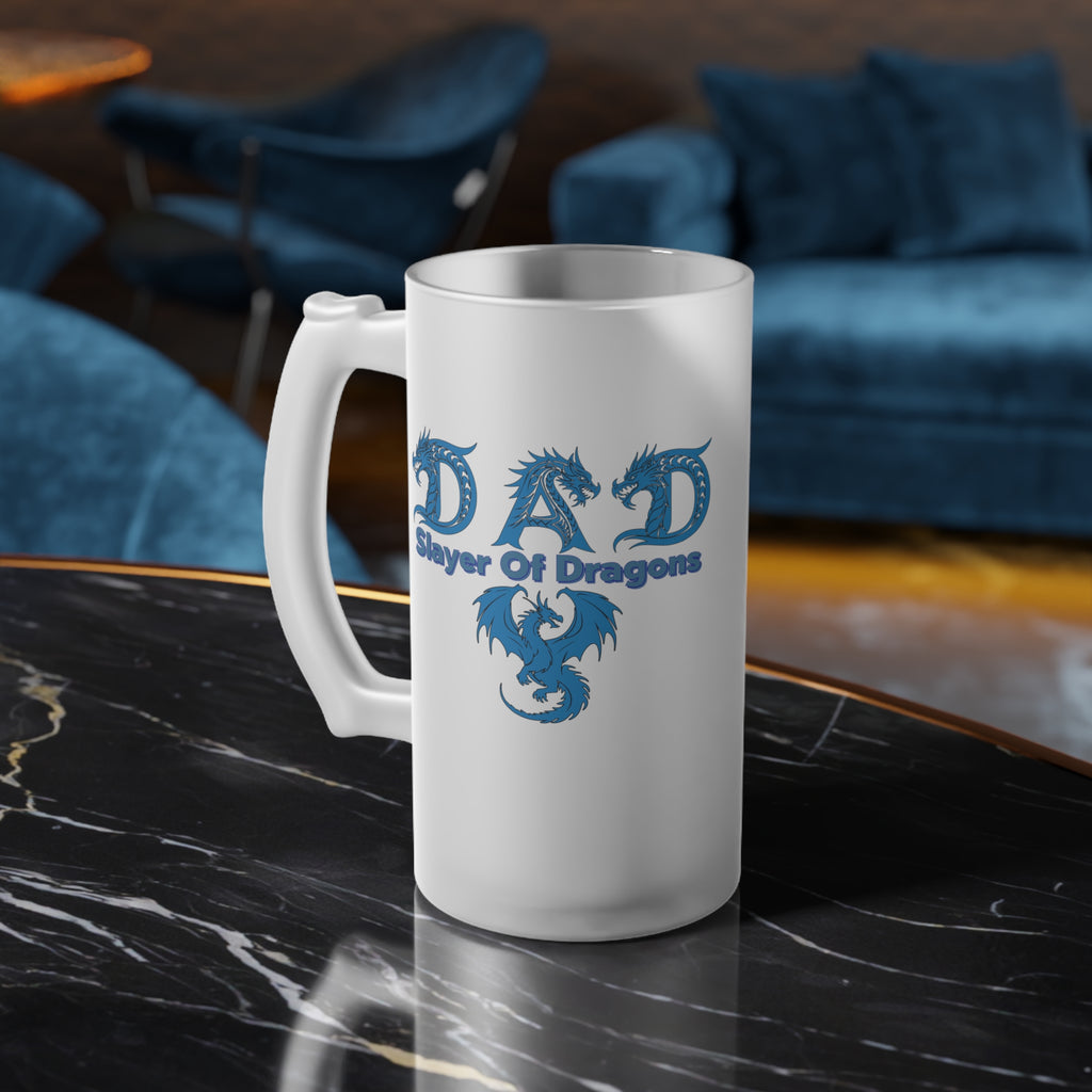 Dad Slayer of Dragons Frosted Beer Mug