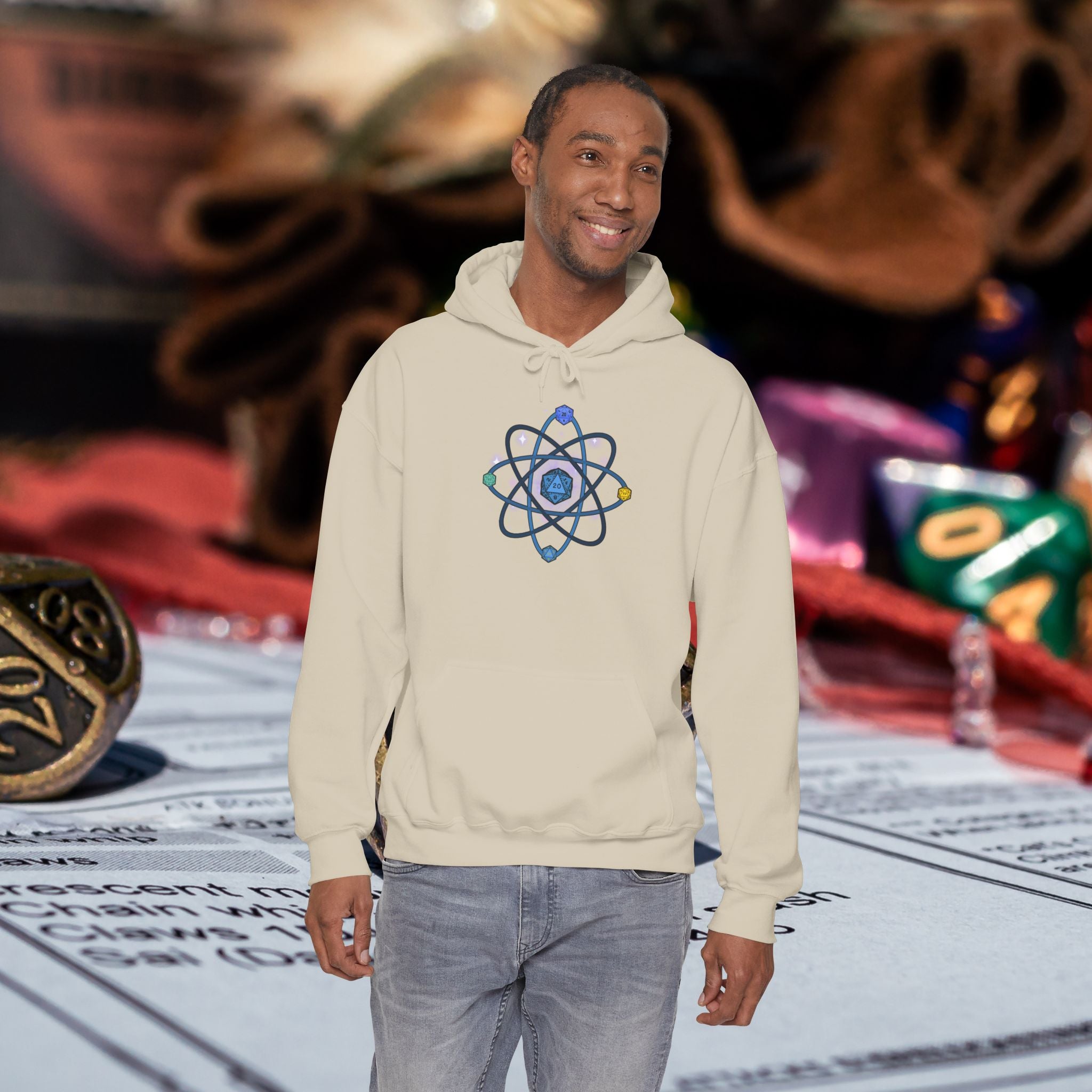D20 Atom Symbol Hoodie — Geeky D20 RPG Gamer Pullover