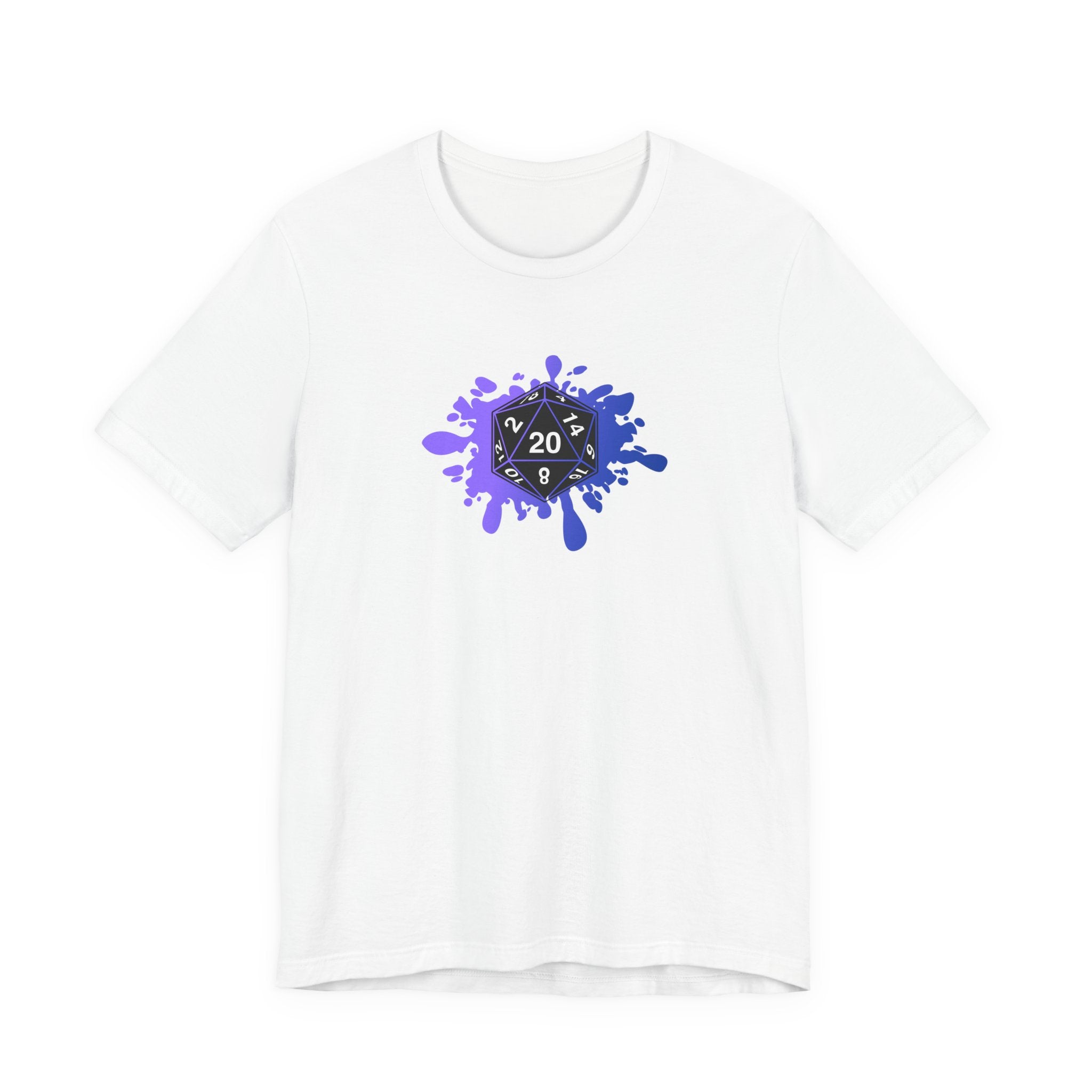 D20 Splash RPG Gamer T‑Shirt — Purple Dice Splash Tee