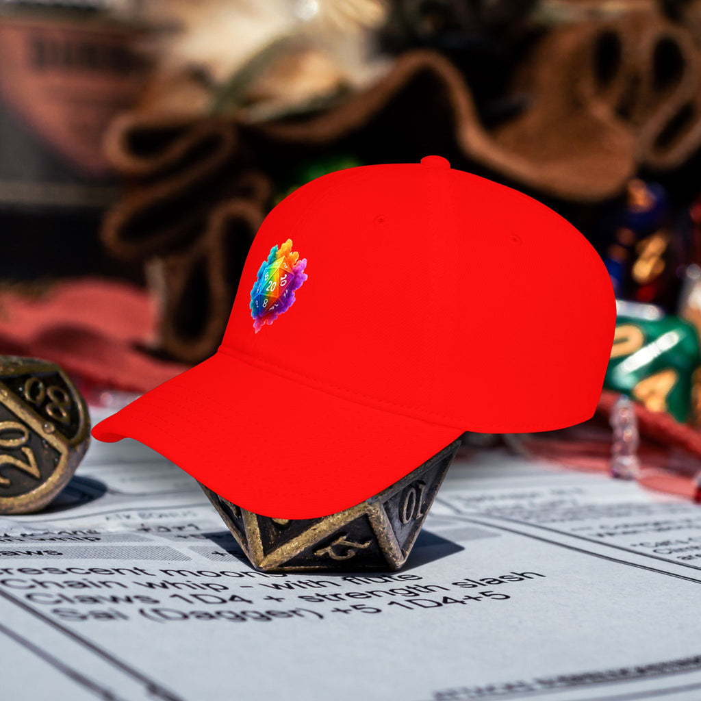 D20 Rainbow D20Cap — Low Profile Baseball Hat for Tabletop Gamers