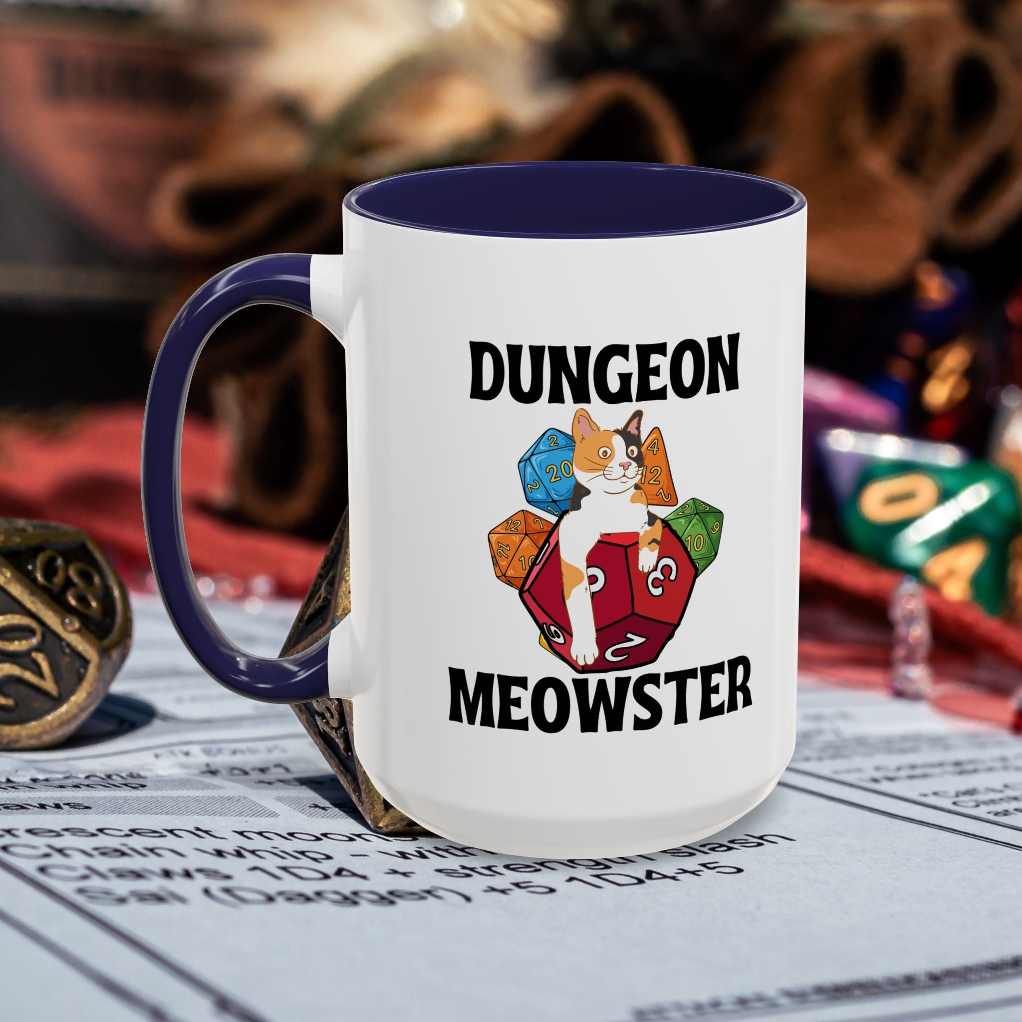 Dungeon Meowster Coffee Mug – Dungeons & Dragons Cat Gamer Gift (15oz Accent Mug)
