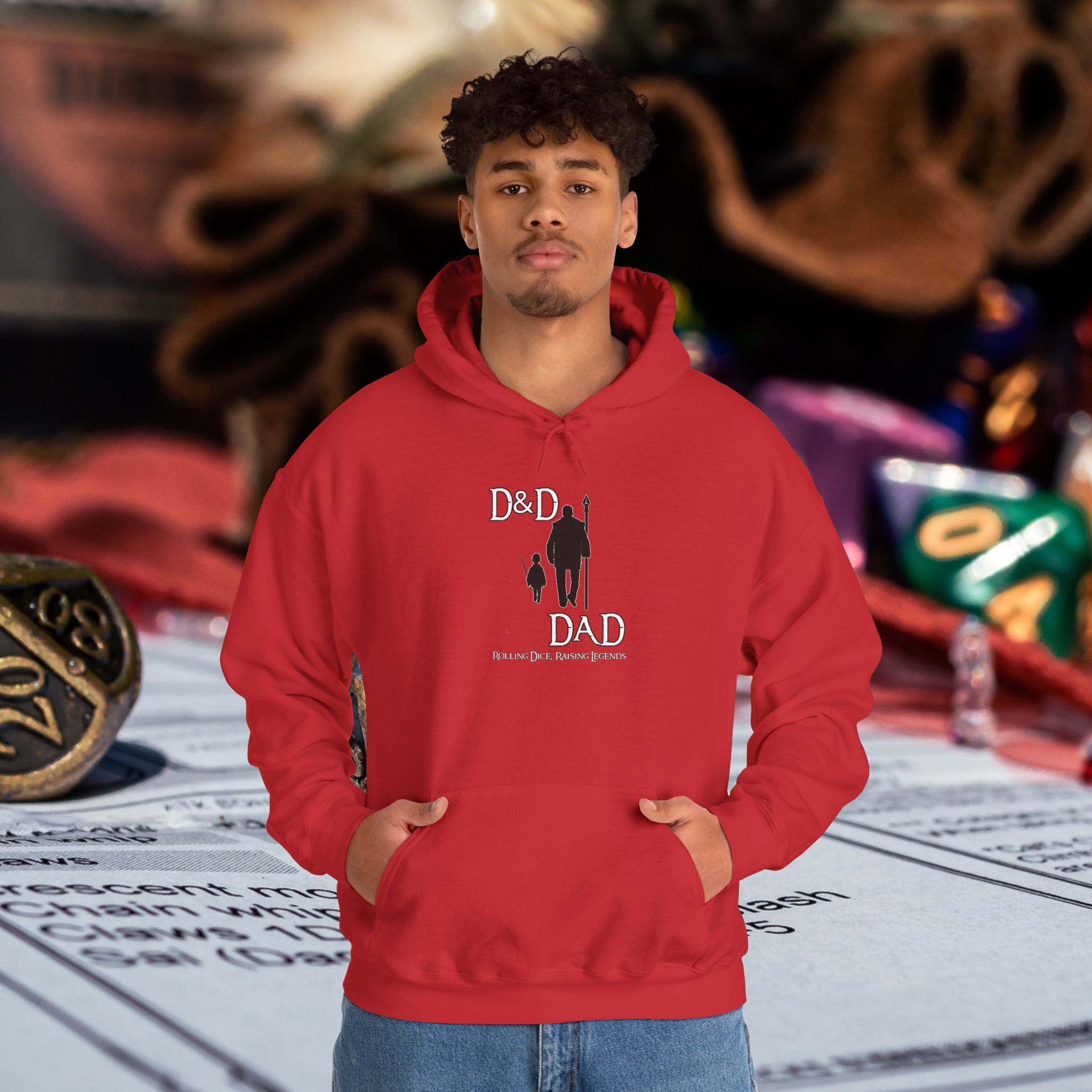D&D Dad Hoodie — Father & Child Gaming Silhouette Pullover