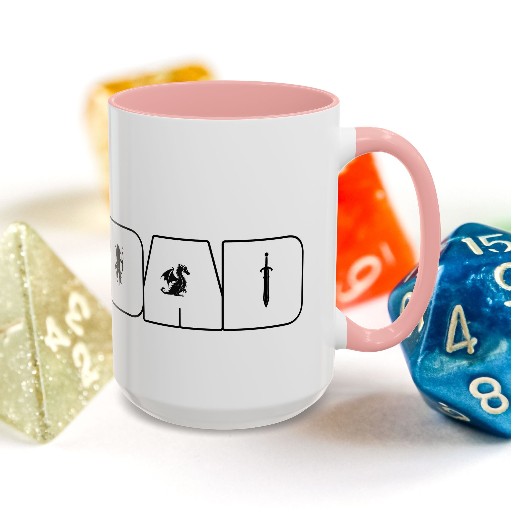 RPG Dad Icon Accent Coffee Mug — Dad Tabletop Gaming 15oz