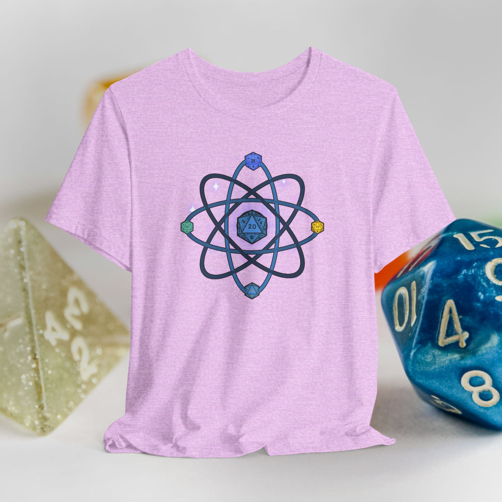 RPG Dice Atom T‑Shirt — D20 Tabletop Gaming Tee