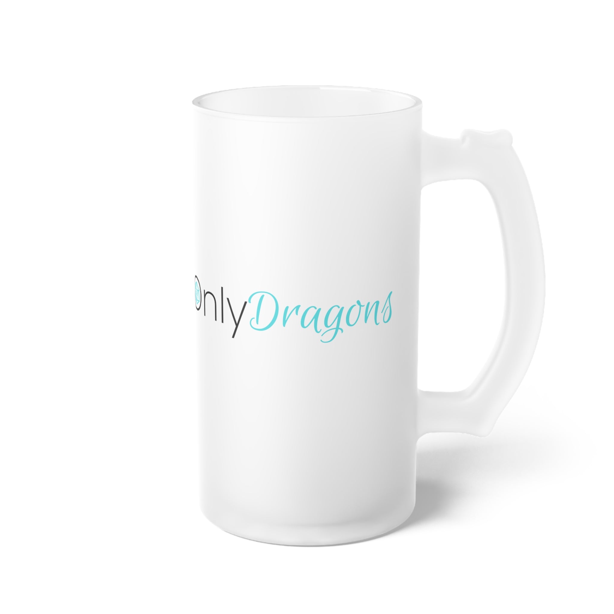 Frosted Glass Beer Mug — 'Only Dragons'  Beer Stein