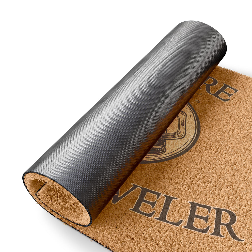 Doormat — "Rest Here Weary Traveler" Rustic Beer Mug Welcome Mat
