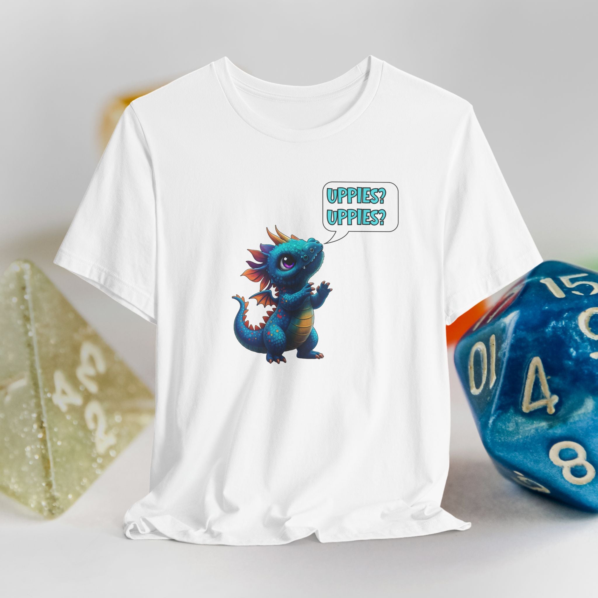 Baby Blue Dragon T‑Shirt — Cute 'Uppies? Uppies?' Fantasy Gamer Tee