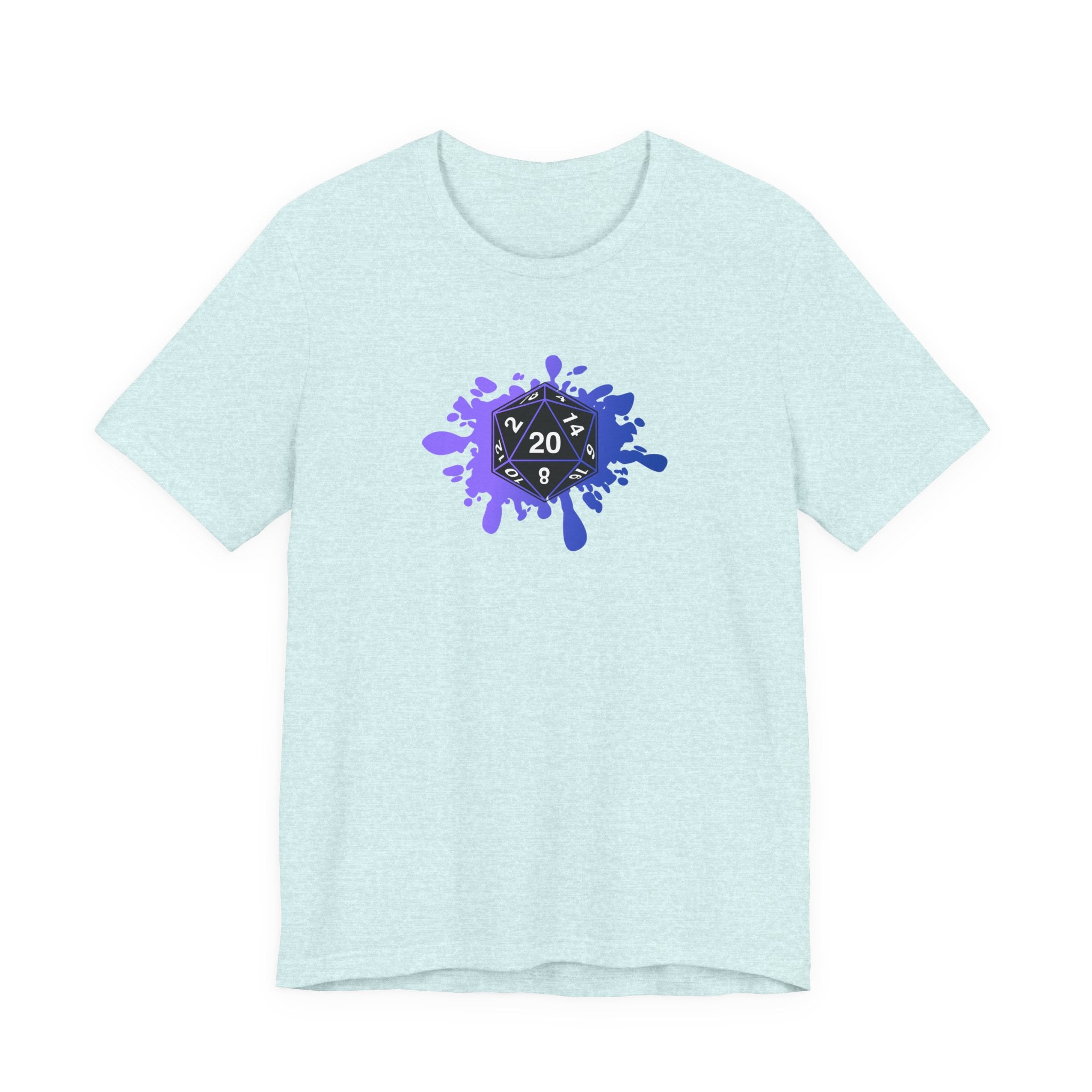 D20 Splash RPG Gamer T‑Shirt — Purple Dice Splash Tee