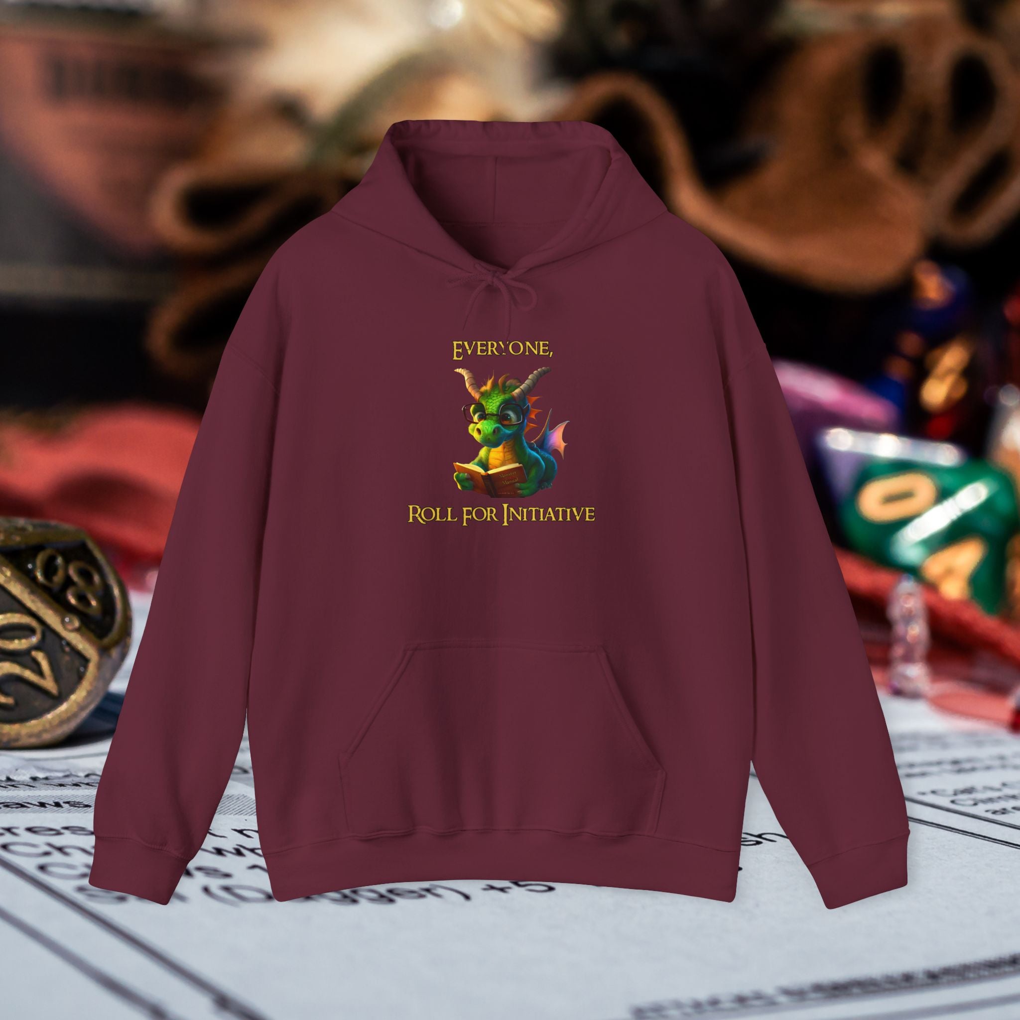 Hoodie — “Everyone Roll for Initiative” Fantasy RPG Dragon Hoodie