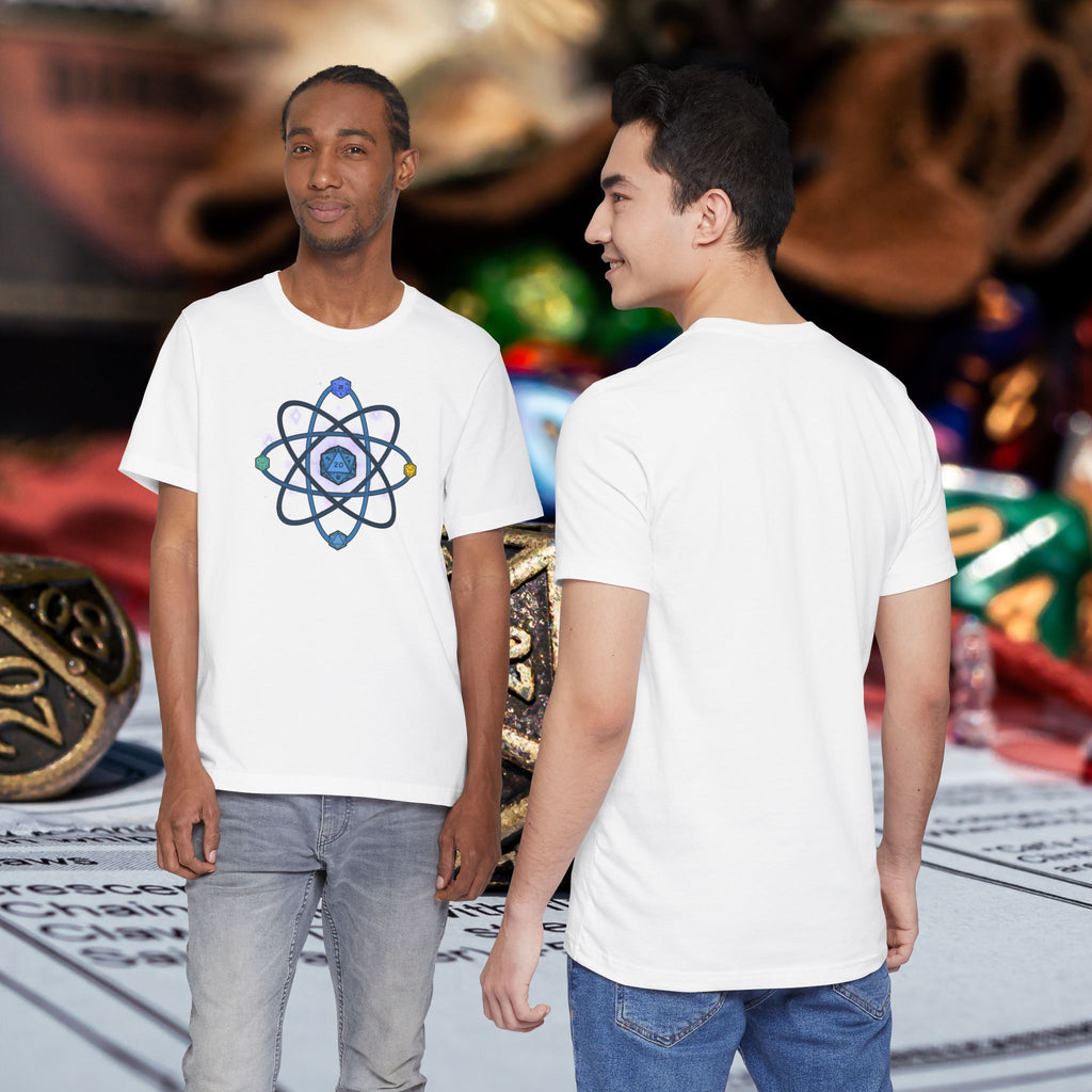 RPG Dice Atom T‑Shirt — D20 Tabletop Gaming Tee