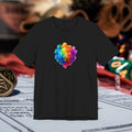 D20 Rainbow Heart T‑Shirt — Colorful Tabletop RPG Dice Tee