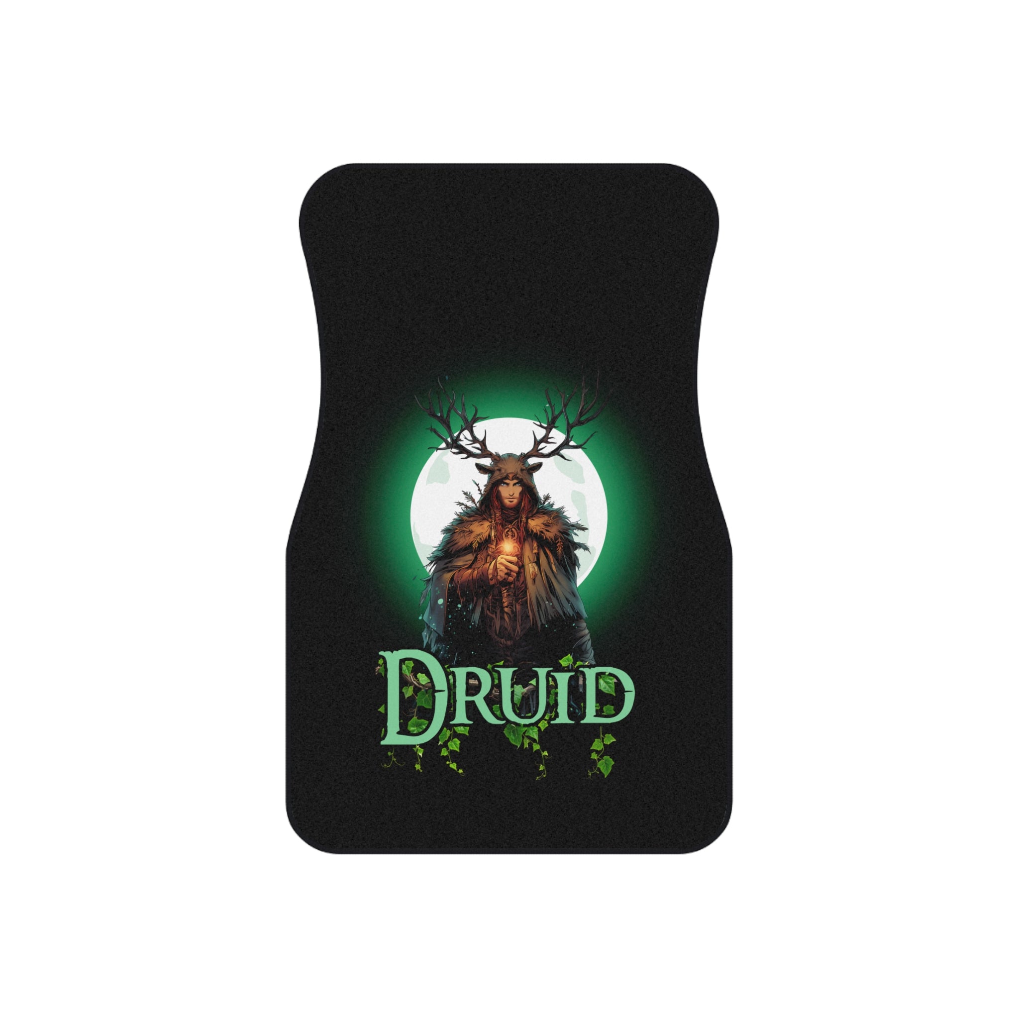 Druid Car Floor Mats — Front Pair with Green Druid Design