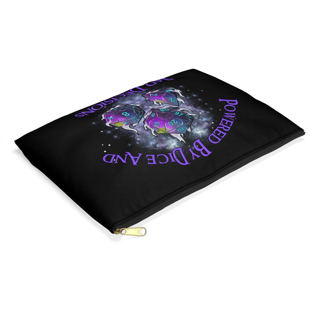 Accessory/Dice Pouch — "Powered by Dice and Bad Decisions" RPG Dice Travel Bag