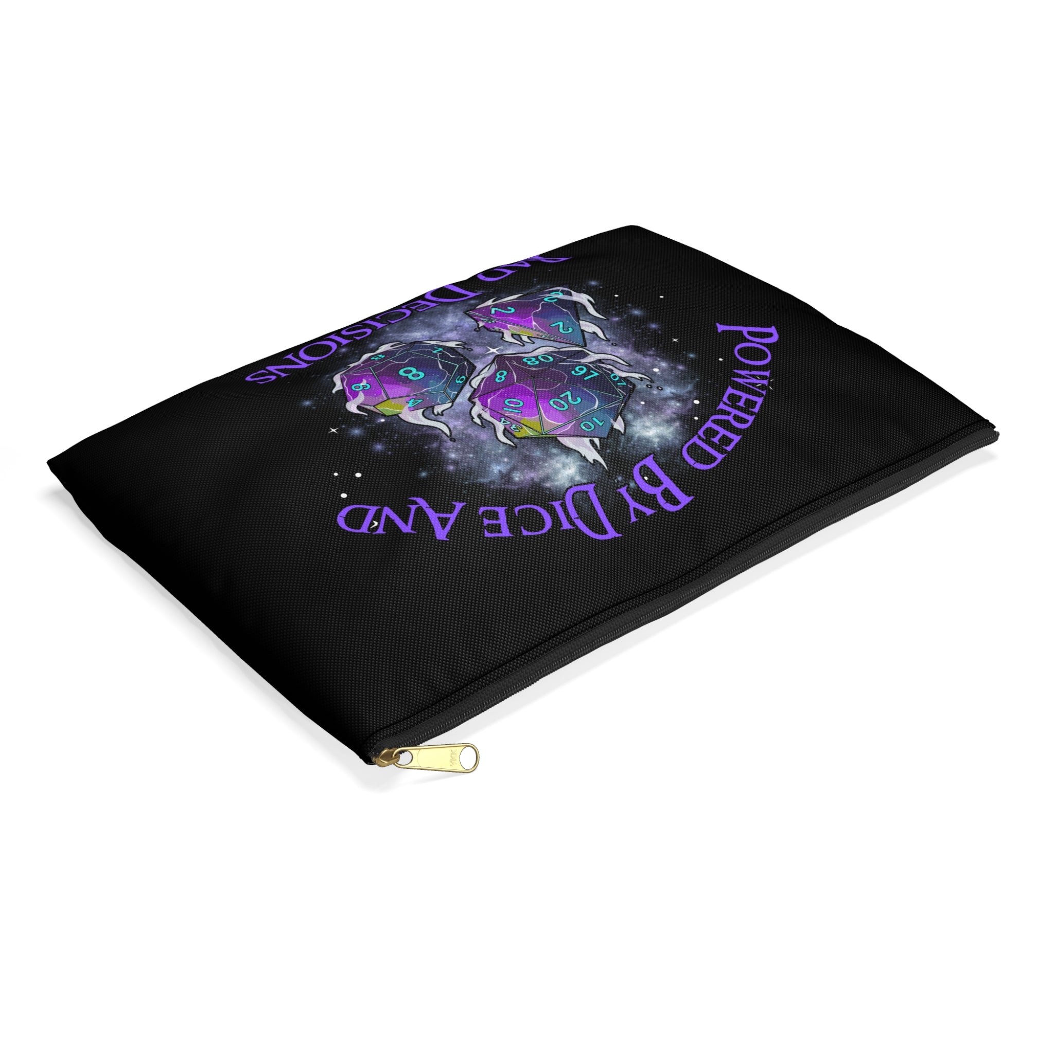 Accessory/Dice Pouch — "Powered by Dice and Bad Decisions" RPG Dice Travel Bag