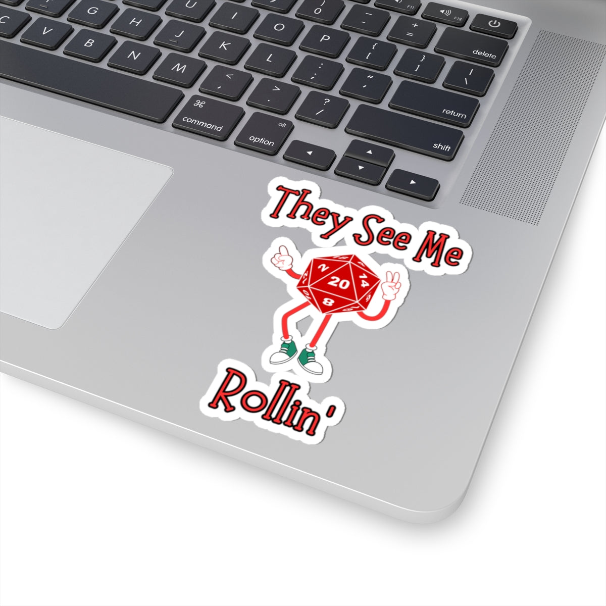 They See Me Rollin' D20 Sticker — RPG Dice Kiss-Cut Vinyl Sticker