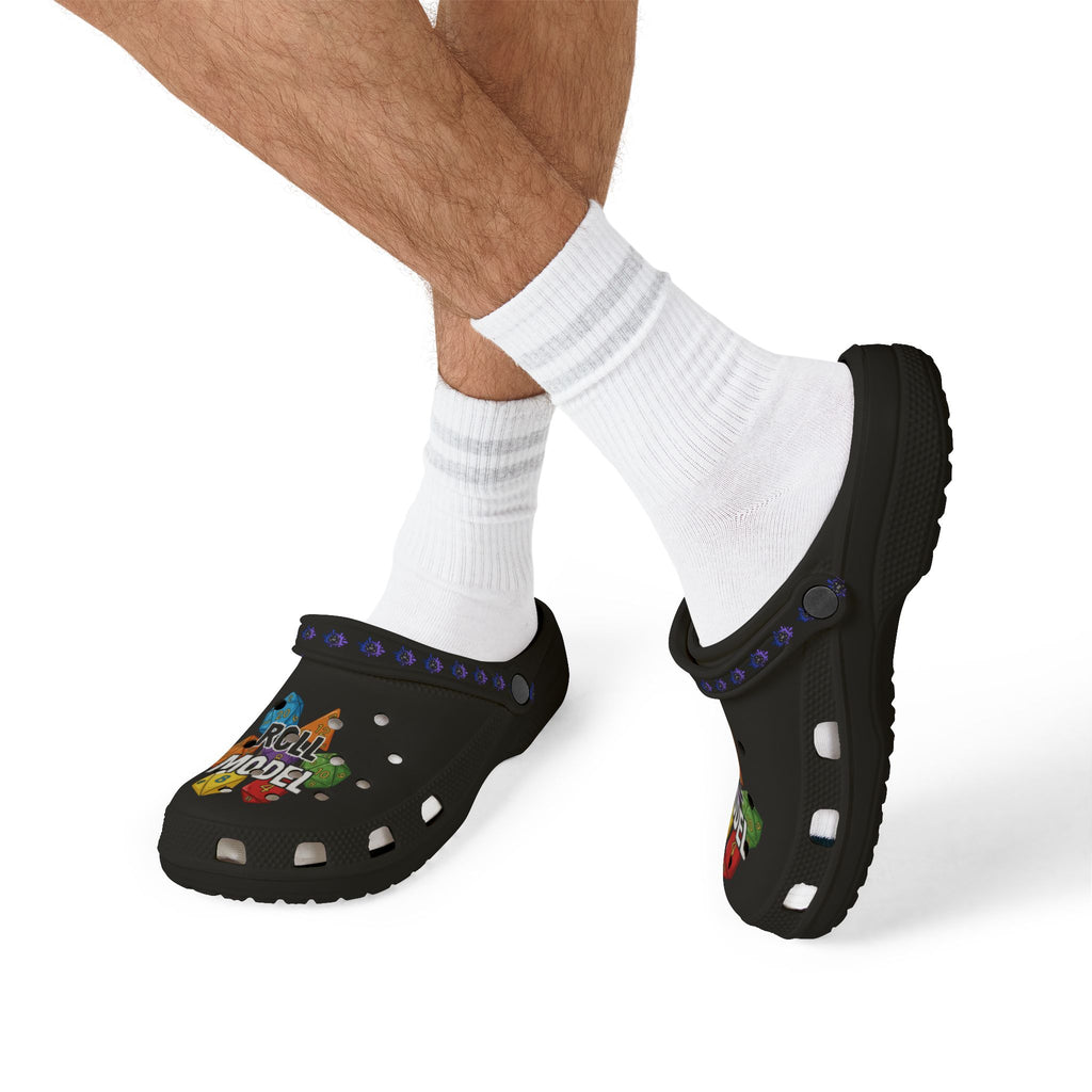 Black D20 Roll Model EVA Foam Clogs - D20 Dice Comfort Shoes