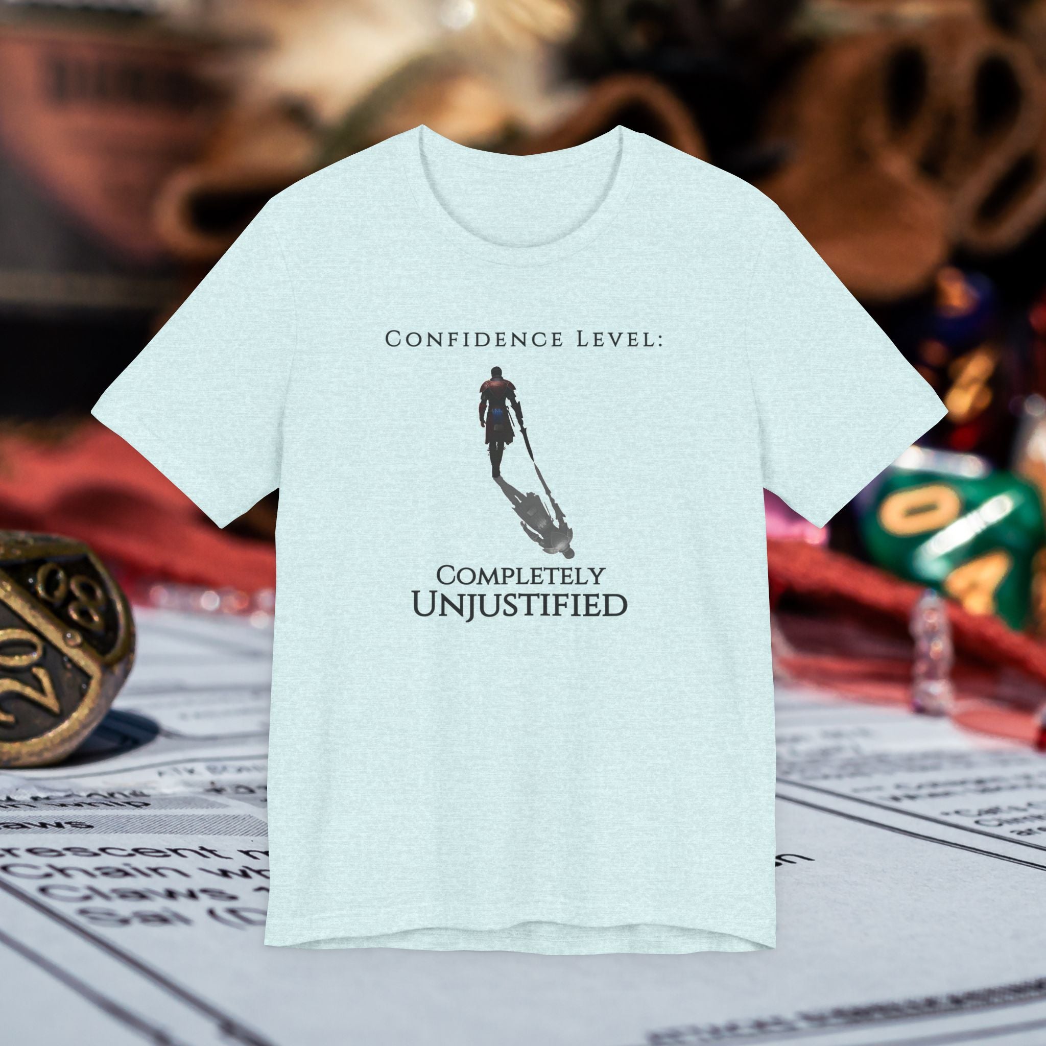 T-Shirt — “Confidence Level: Completely Unjustified” Minimalist Confidence Tee