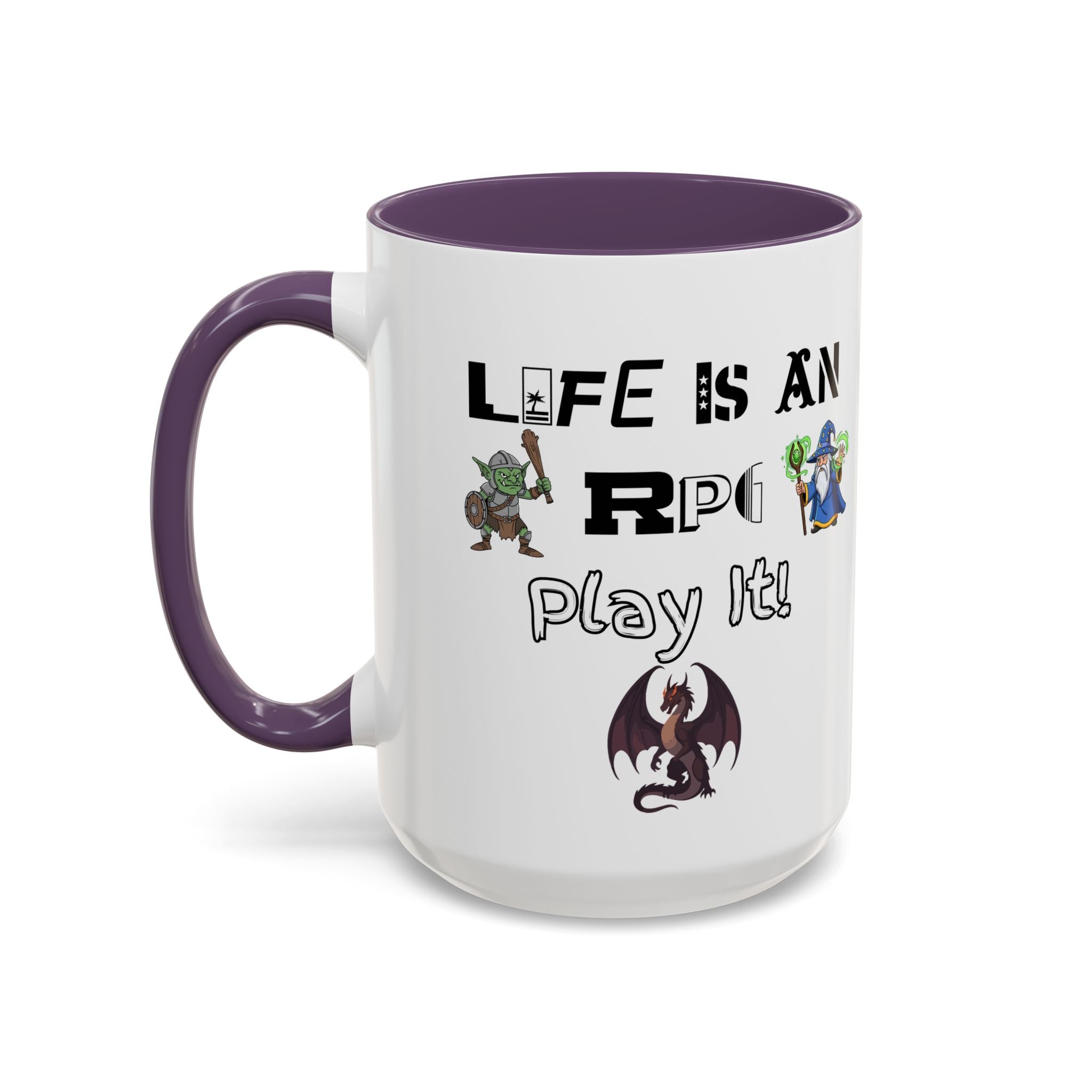 RPG Coffee Mug — "Life Is An RPG, Play It!" Accent Ceramic Mug