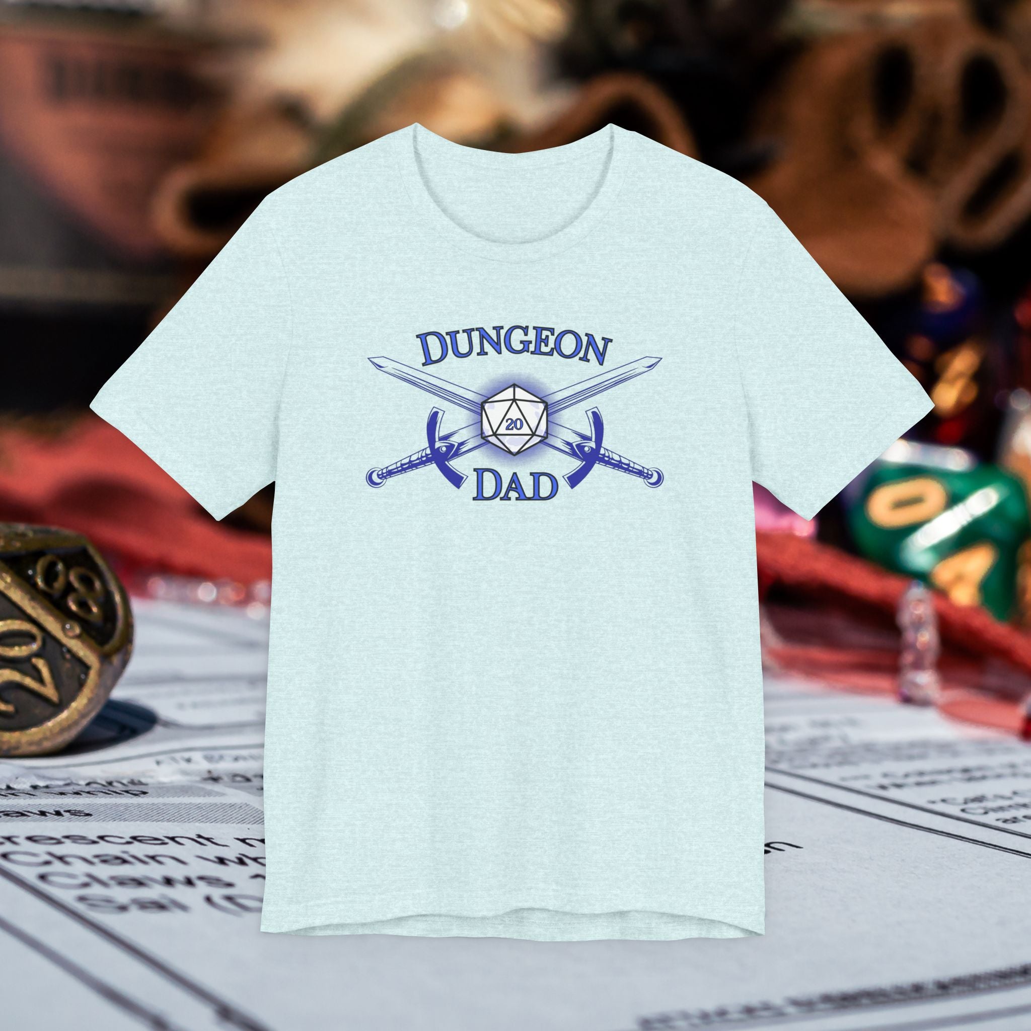 Dungeon Dad T-Shirt – D20 Gamer Father Tee
