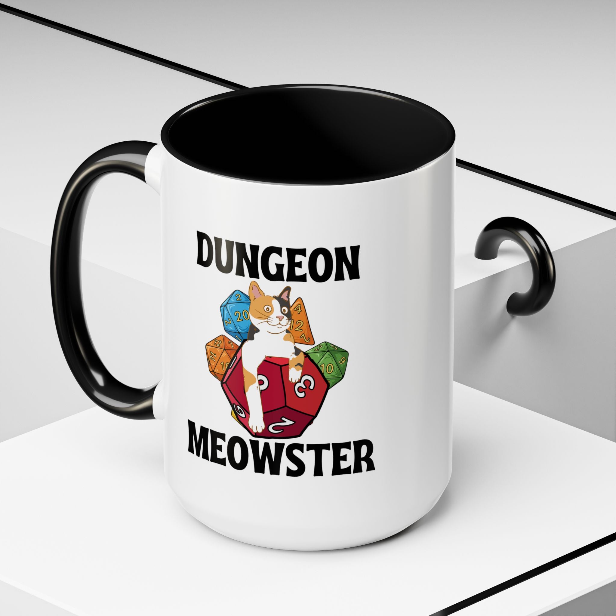 Dungeon Meowster Coffee Mug – Dungeons & Dragons Cat Gamer Gift (15oz Accent Mug)