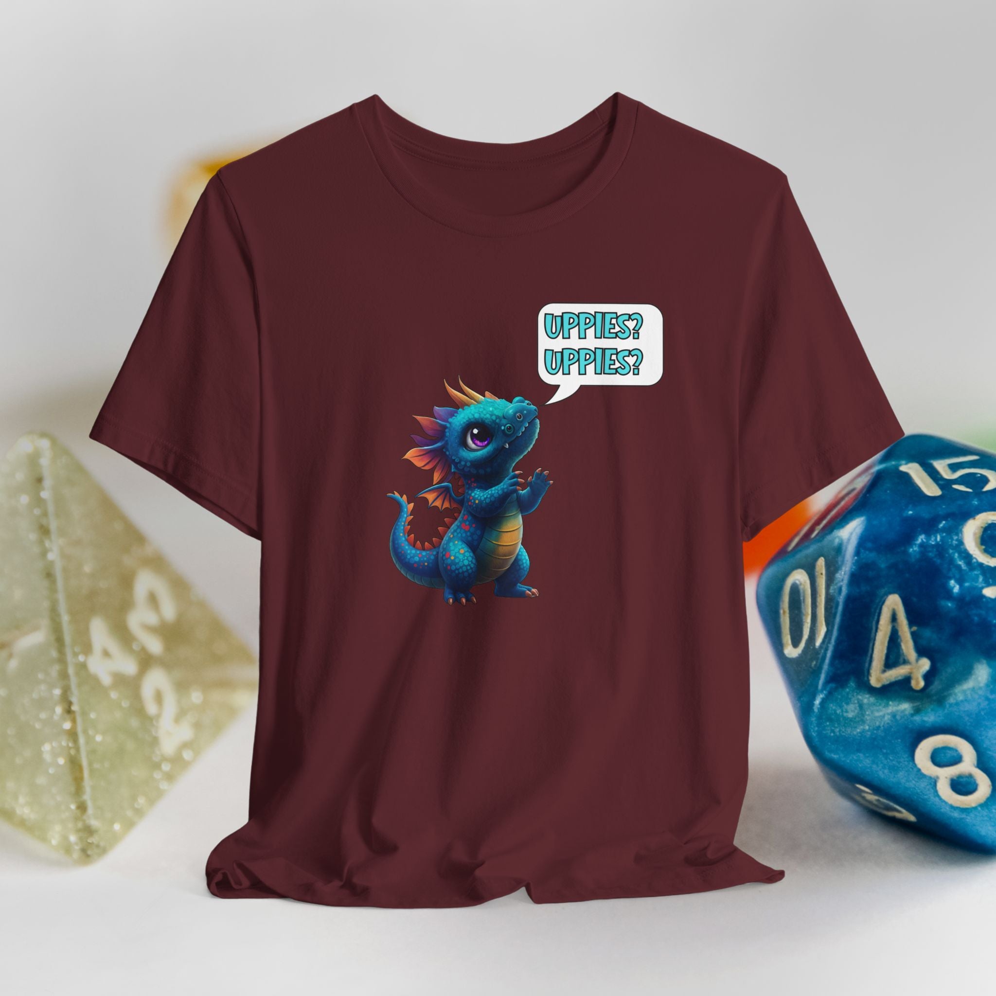 Baby Blue Dragon T‑Shirt — Cute 'Uppies? Uppies?' Fantasy Gamer Tee