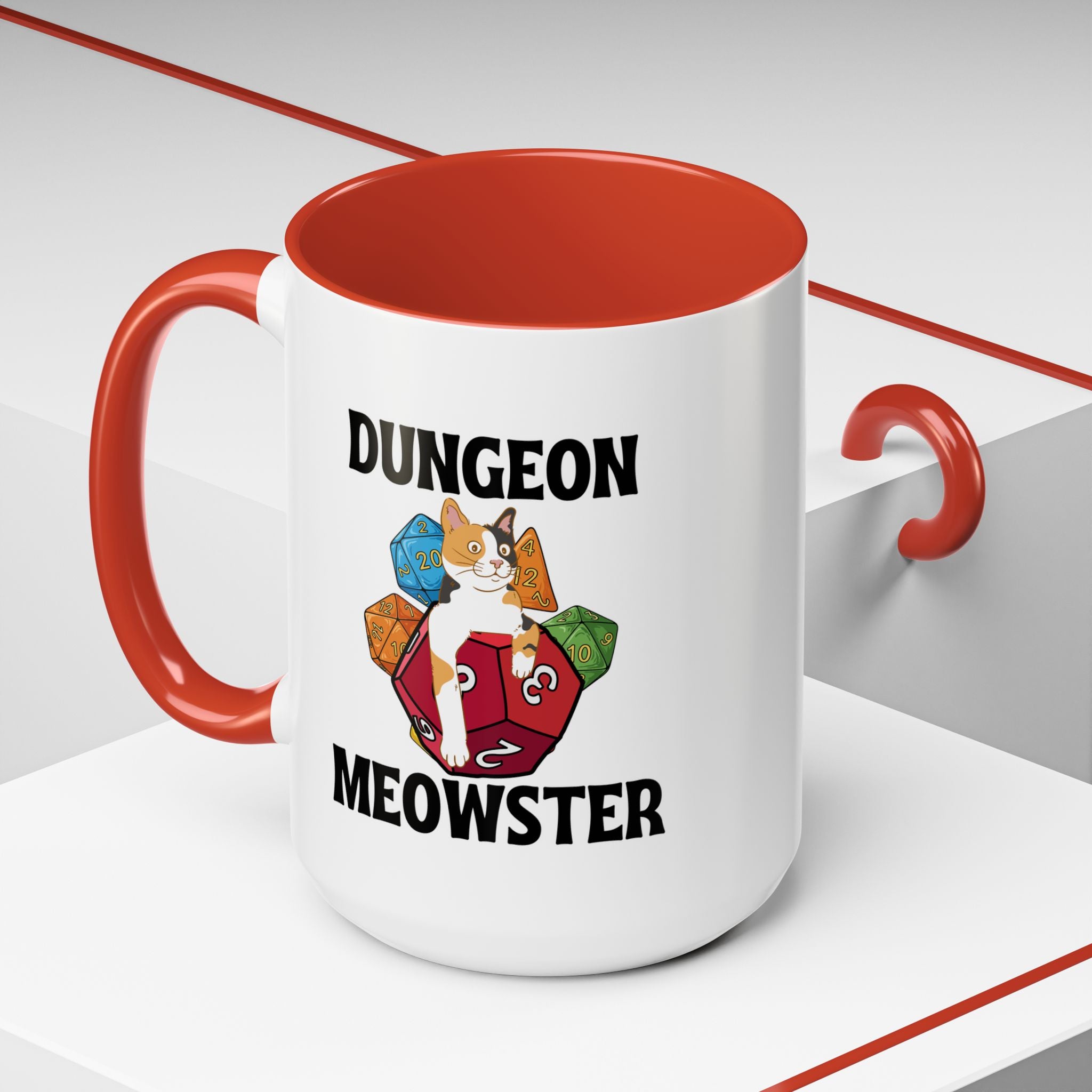 Dungeon Meowster Coffee Mug – Dungeons & Dragons Cat Gamer Gift (15oz Accent Mug)
