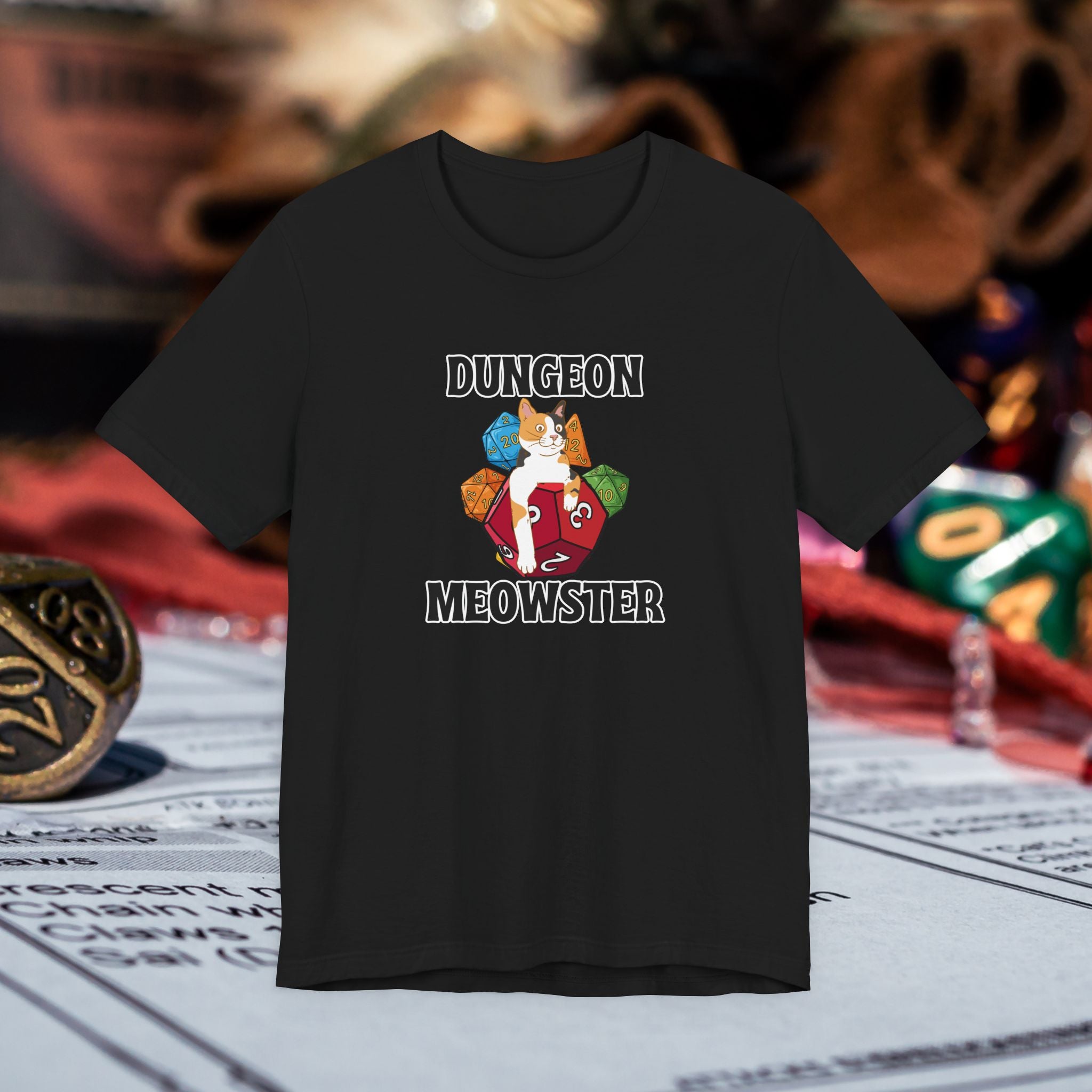 Dungeon Meowster T-Shirt — Funny Cat D&D Gamer Tee
