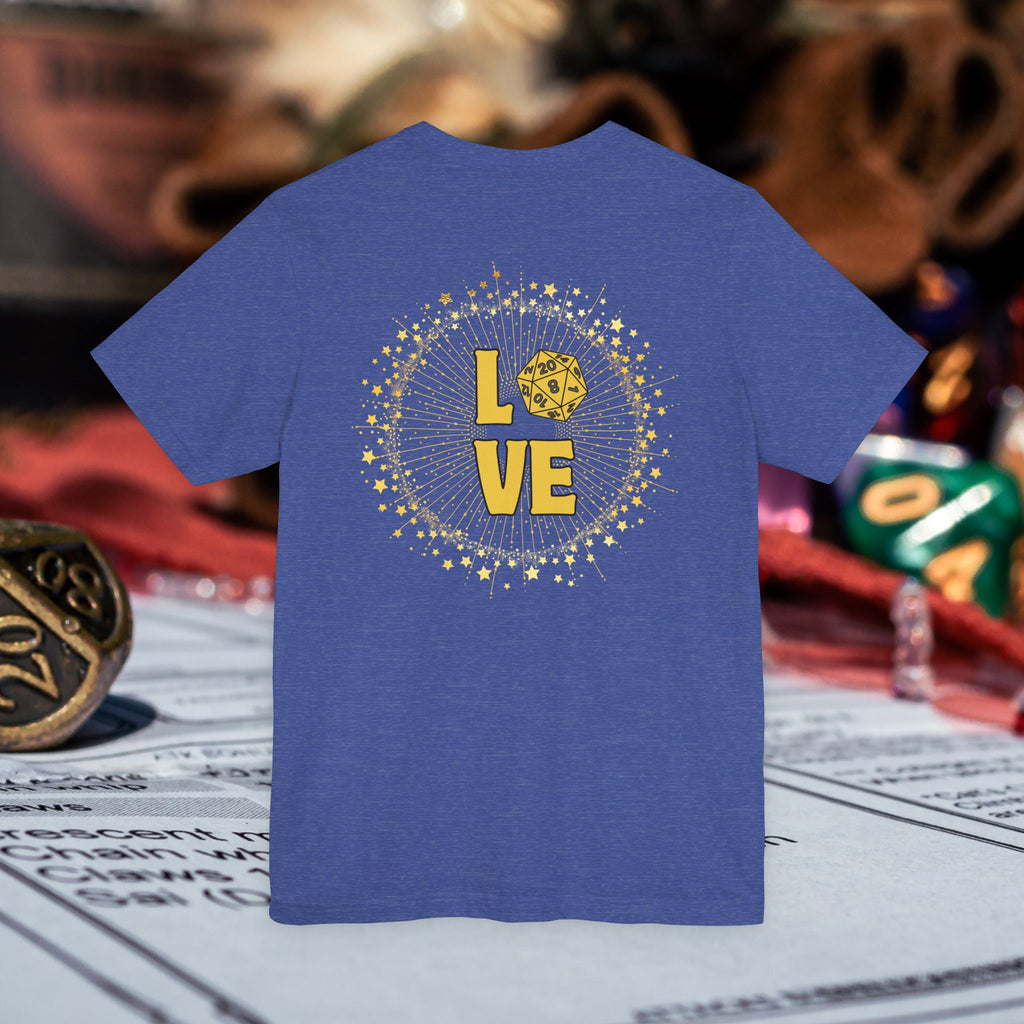 Love D20 T-Shirt — RPG Gamer Dice Love Tee
