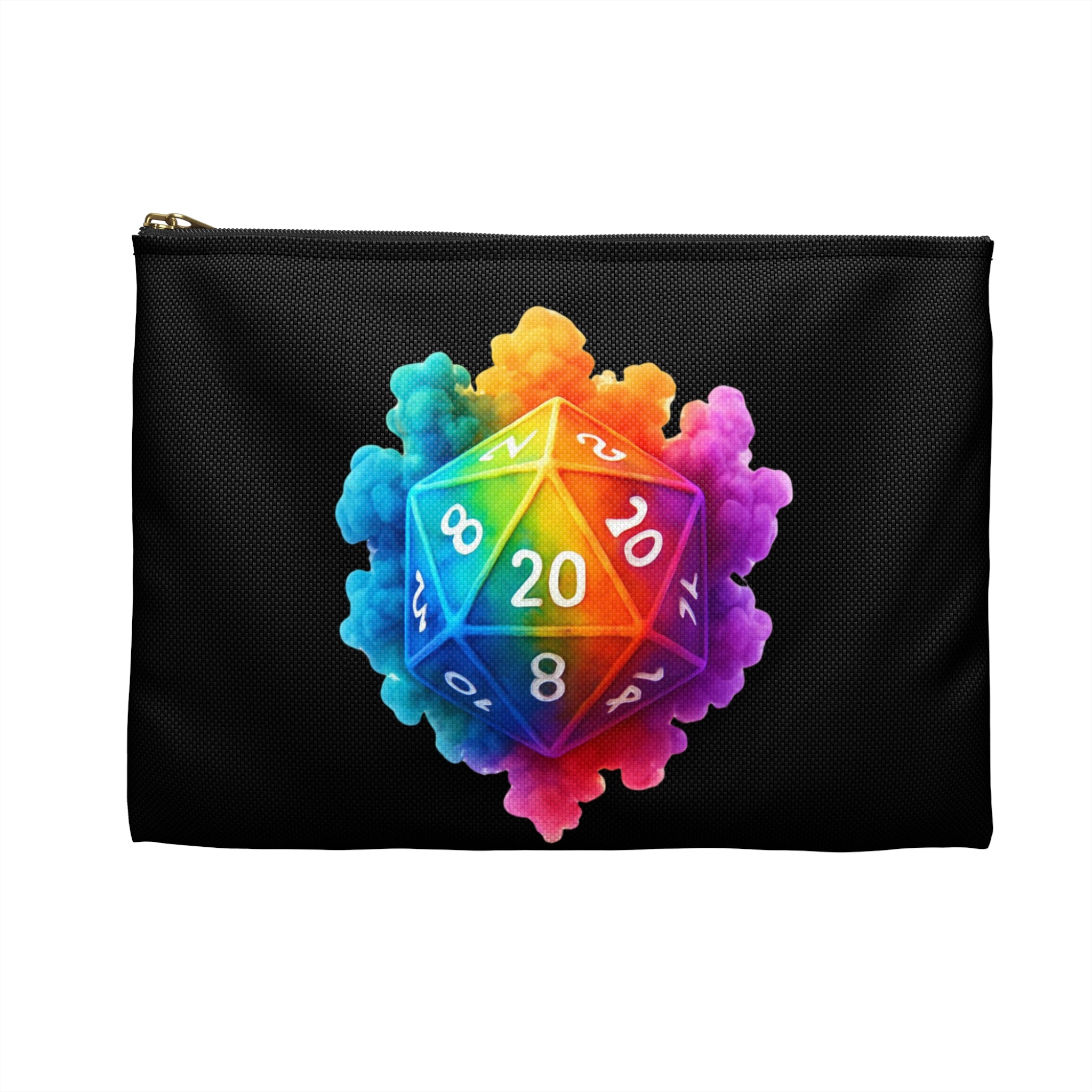 Rainbow D20 Dice Accessory Pouch — RPG Dice Bag, Colorful Tabletop Gaming Gear