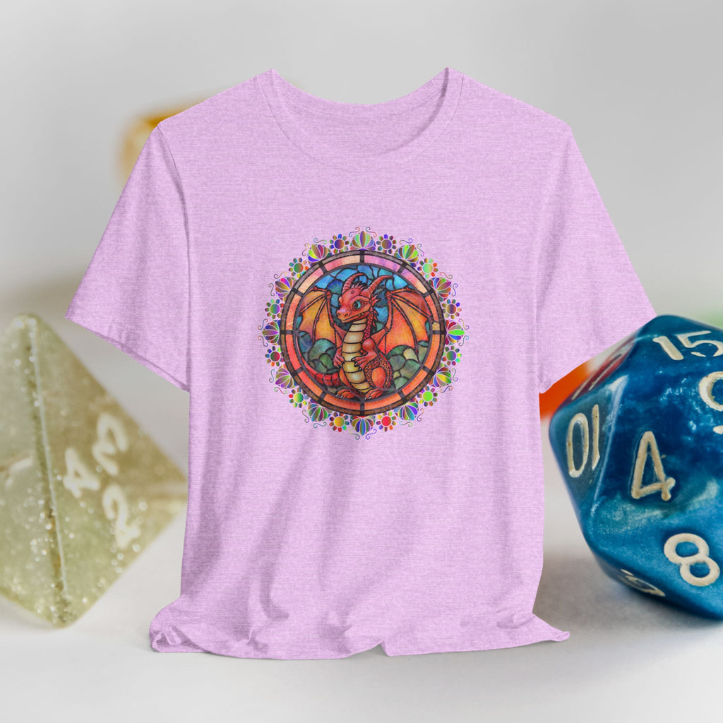 Dragon Stained Glass T‑Shirt — Colorful D20 Fantasy RPG Tee