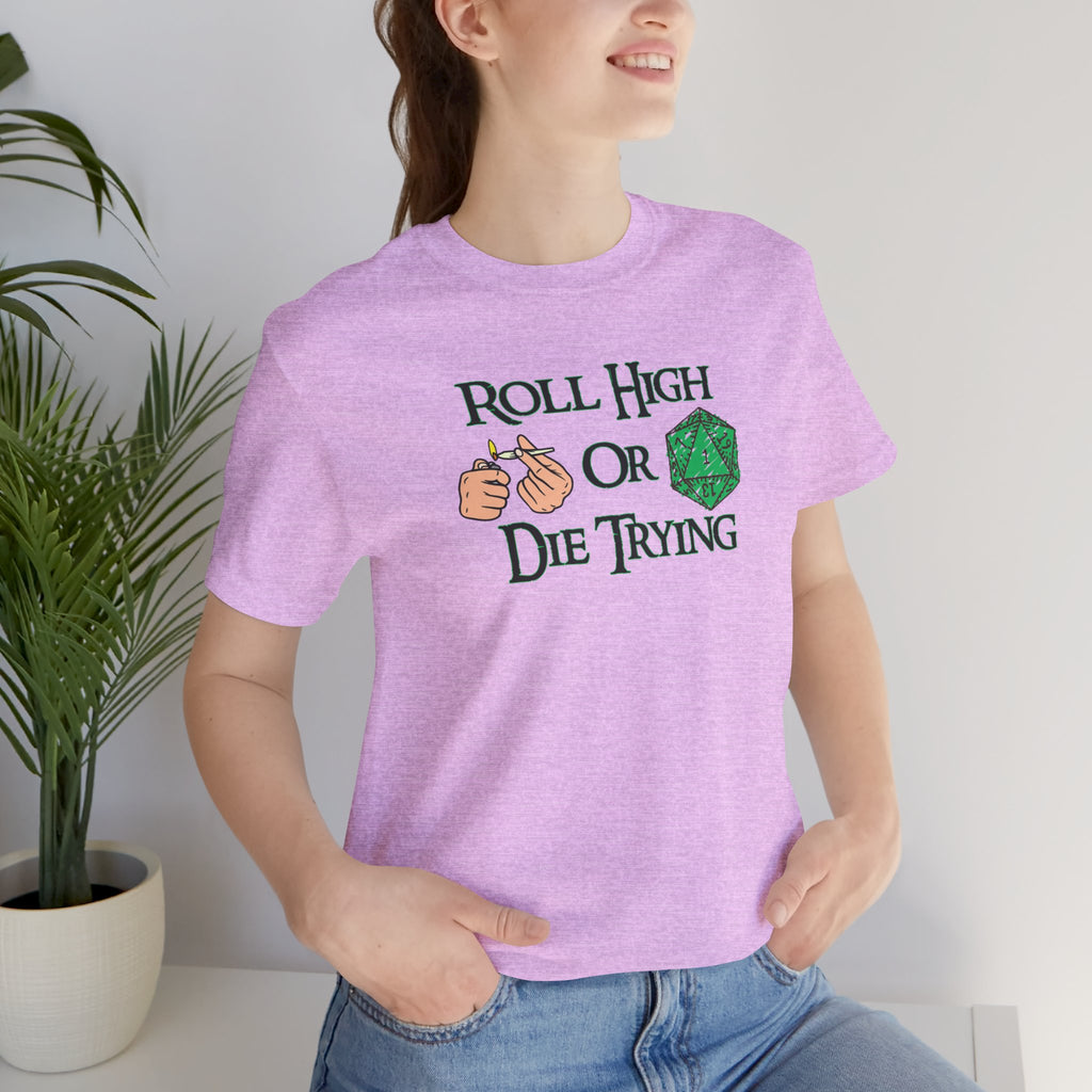 Roll High or Die Trying D20 T-Shirt — RPG Gamer Dice Tee