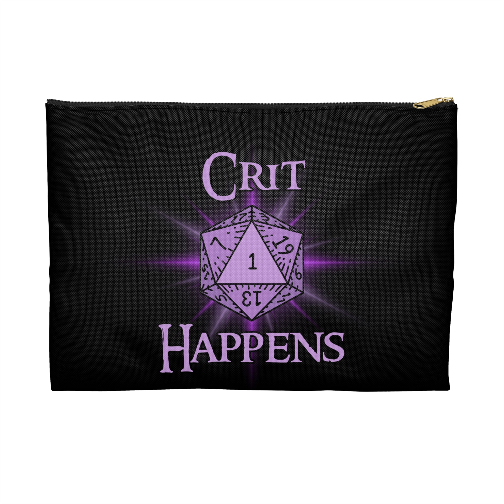 Crit Happens Dice/ Mini's  Bag — RPG Accessory Pouch (Purple D20 Design)