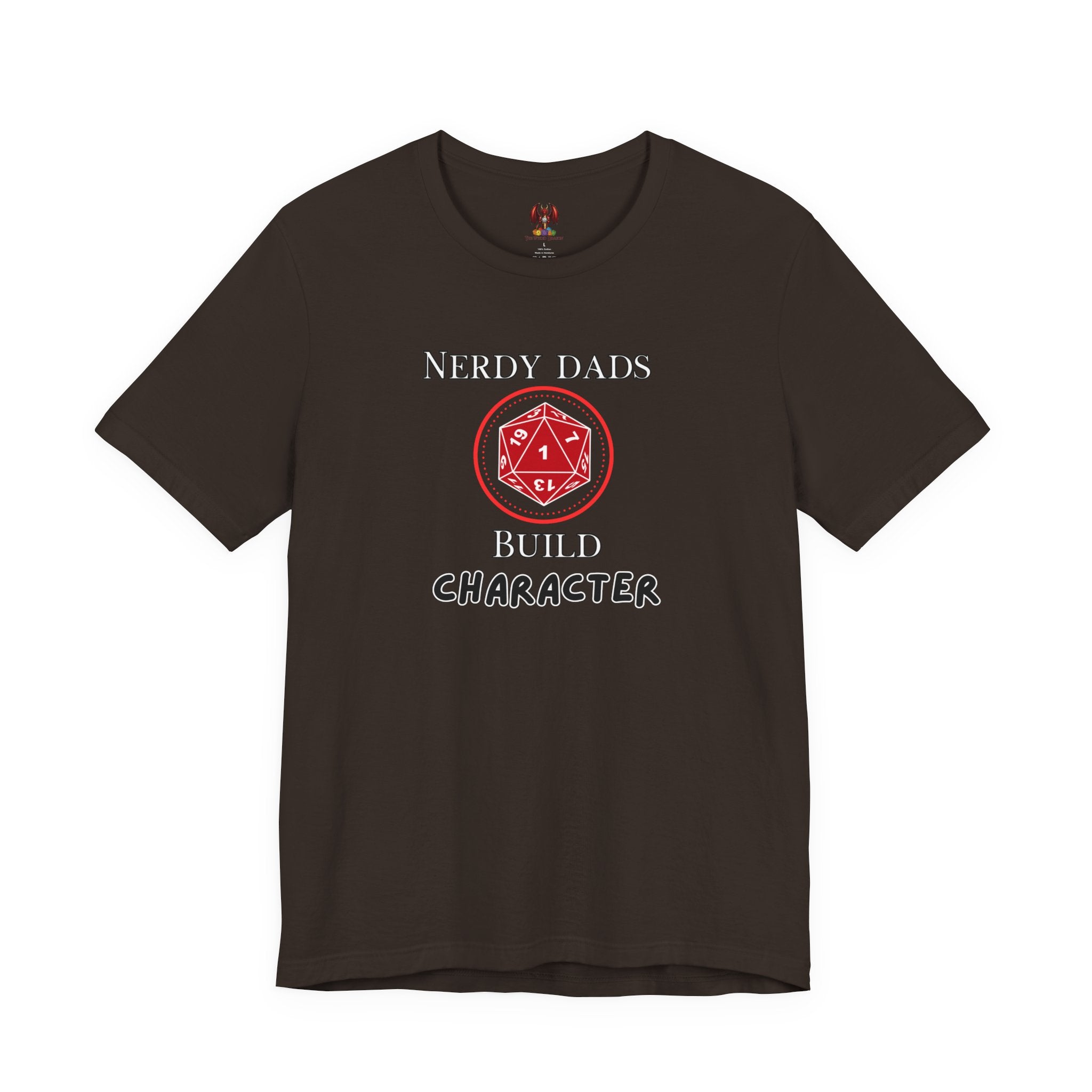 Nerdy Dads Build Character T-Shirt – D20 Dice Gamer Dad Tee