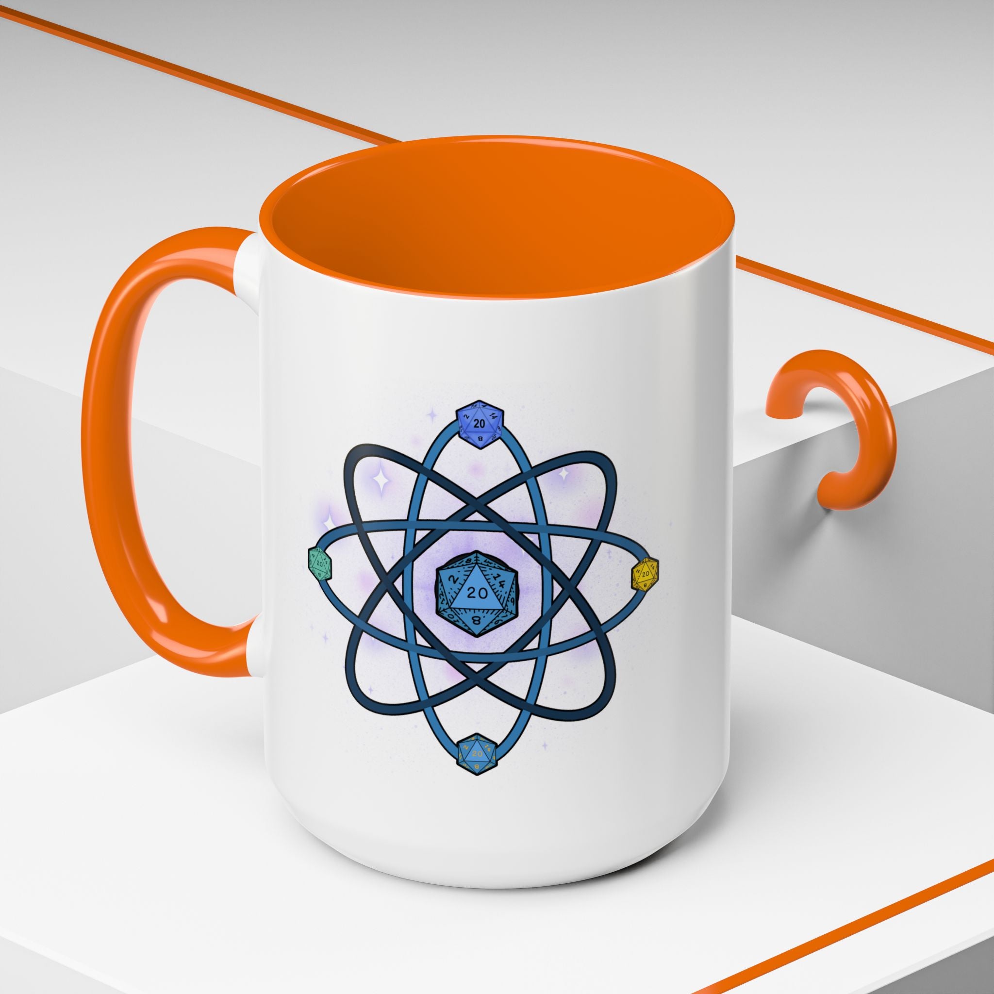 Coffee Mug — D20 Dice Atom Design (Geek RPG Gamer Gift)