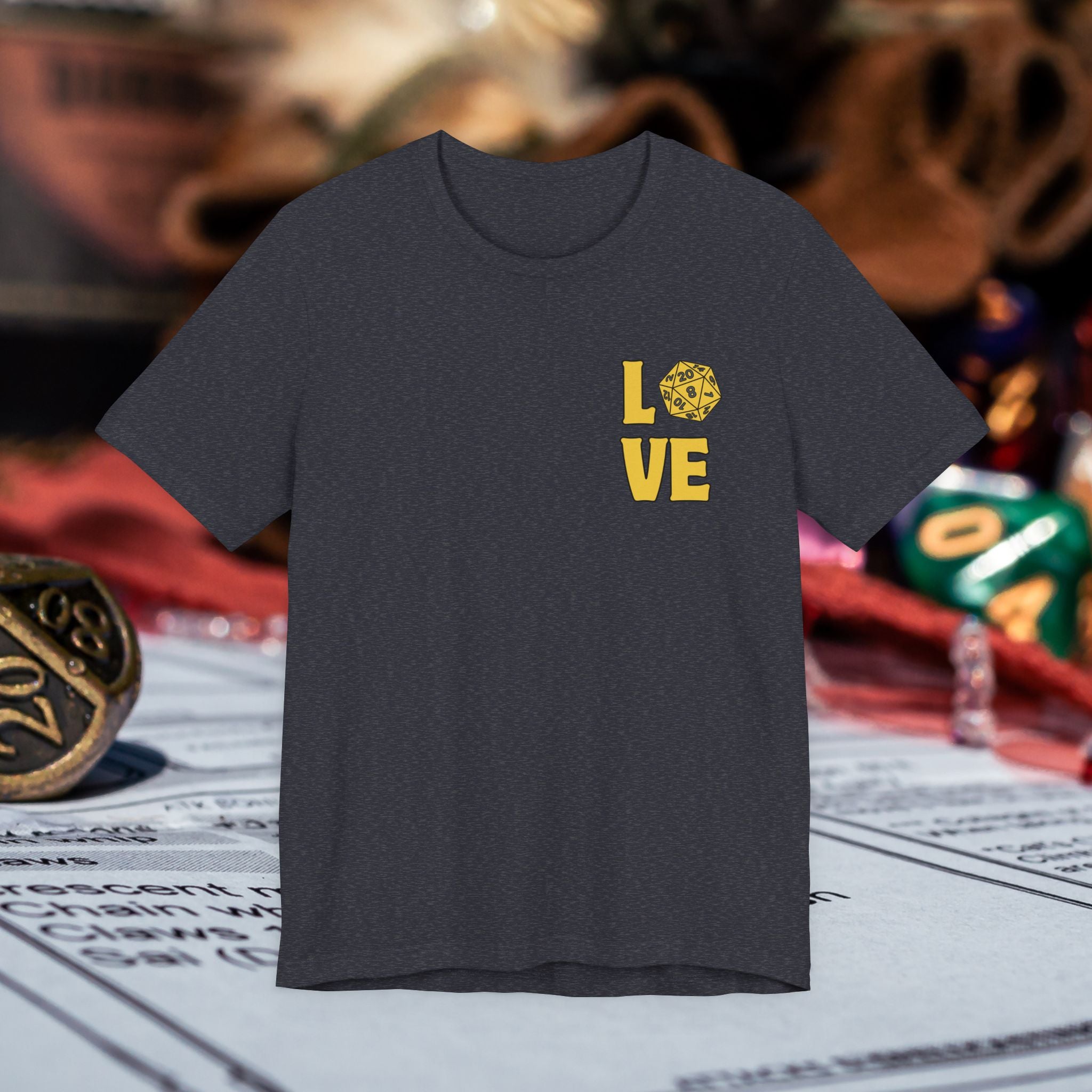 Love D20 T-Shirt — RPG Gamer Dice Love Tee