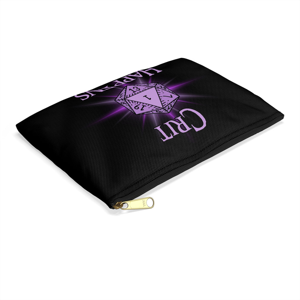 Crit Happens Dice/ Mini's  Bag — RPG Accessory Pouch (Purple D20 Design)