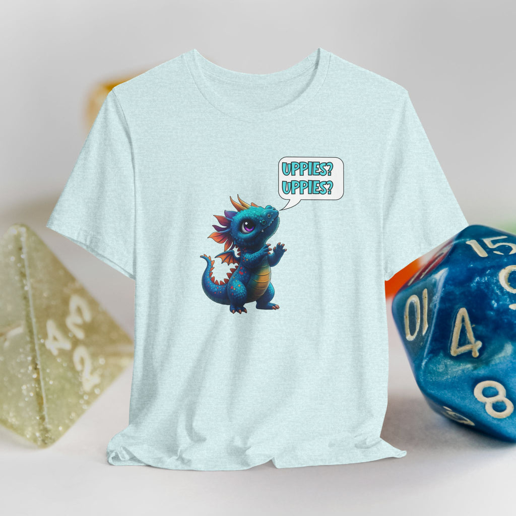 Baby Blue Dragon T‑Shirt — Cute 'Uppies? Uppies?' Fantasy Gamer Tee