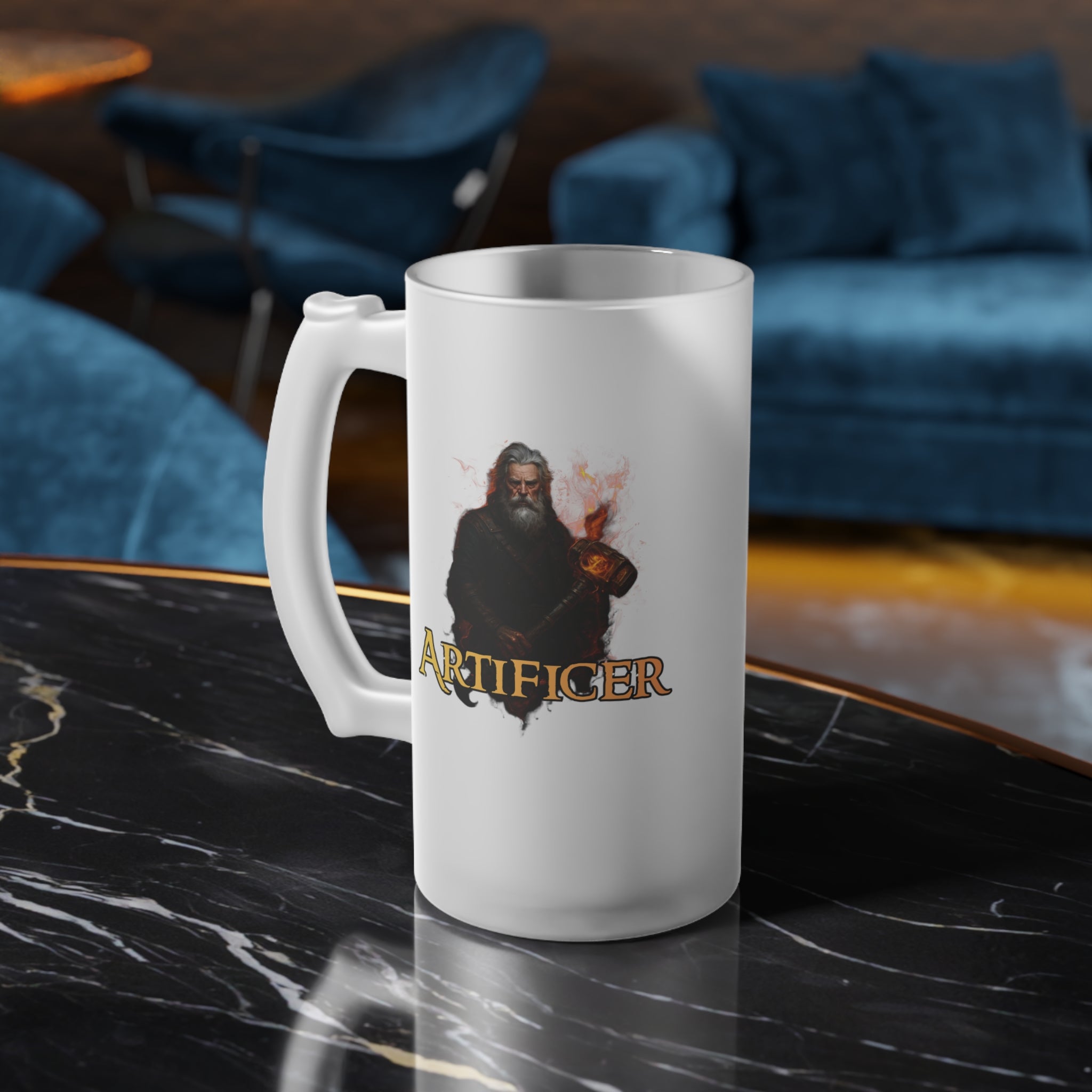 D&D Class Frosted Glass Beer Mug — Artificer Design