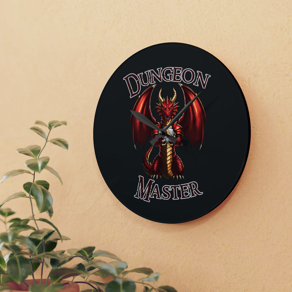 Dungeon Master Acrylic Wall Clock — Red Dragon Gaming Clock for D&D Players