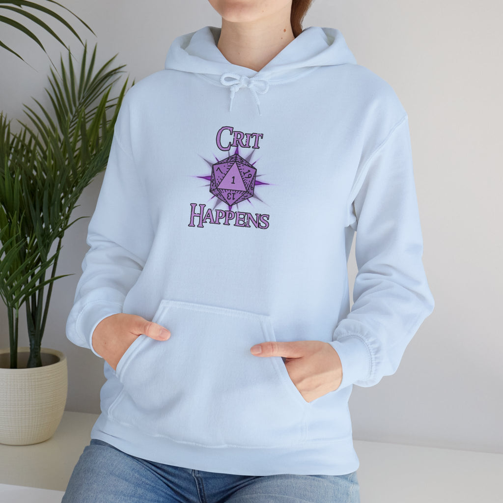 Crit Happens Hoodie — Funny D20 Dice RPG Gaming Sweatshirt