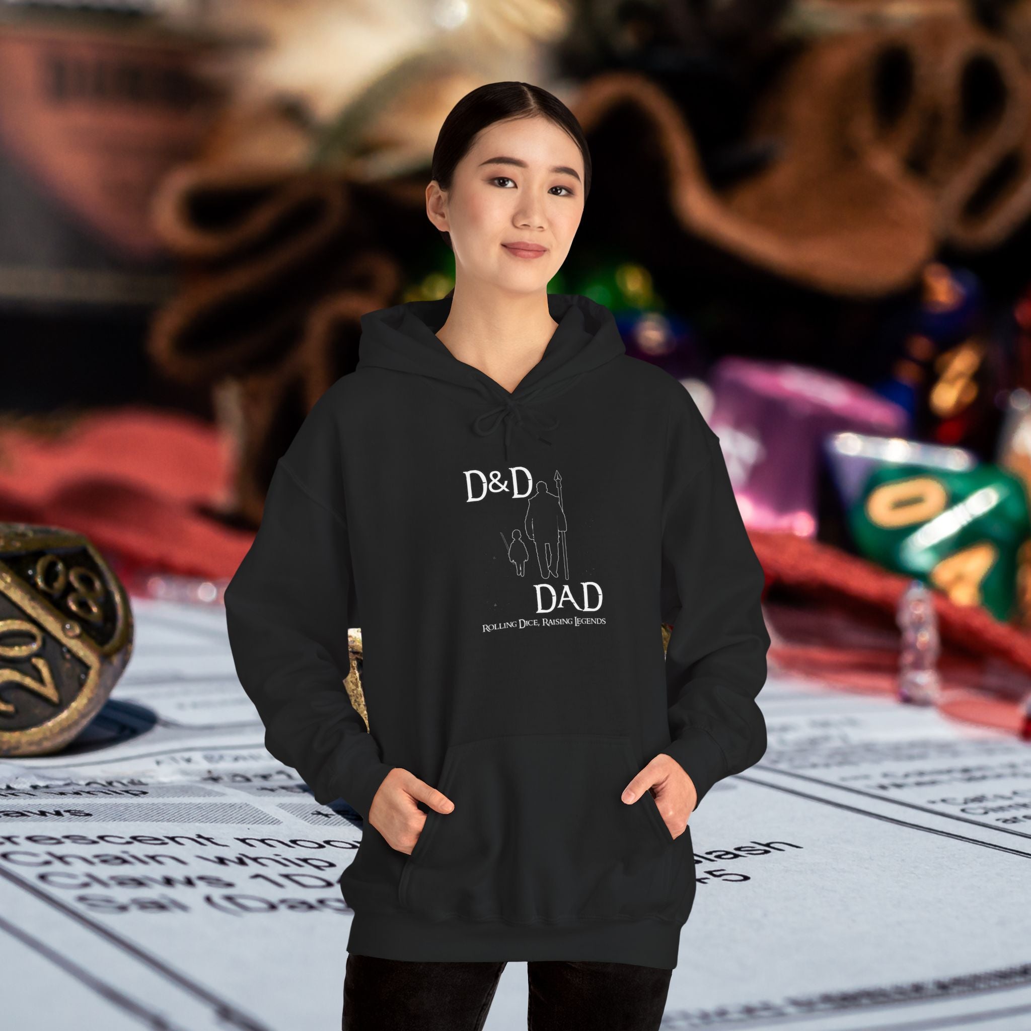 D&D Dad Hoodie — Father & Child Gaming Silhouette Pullover