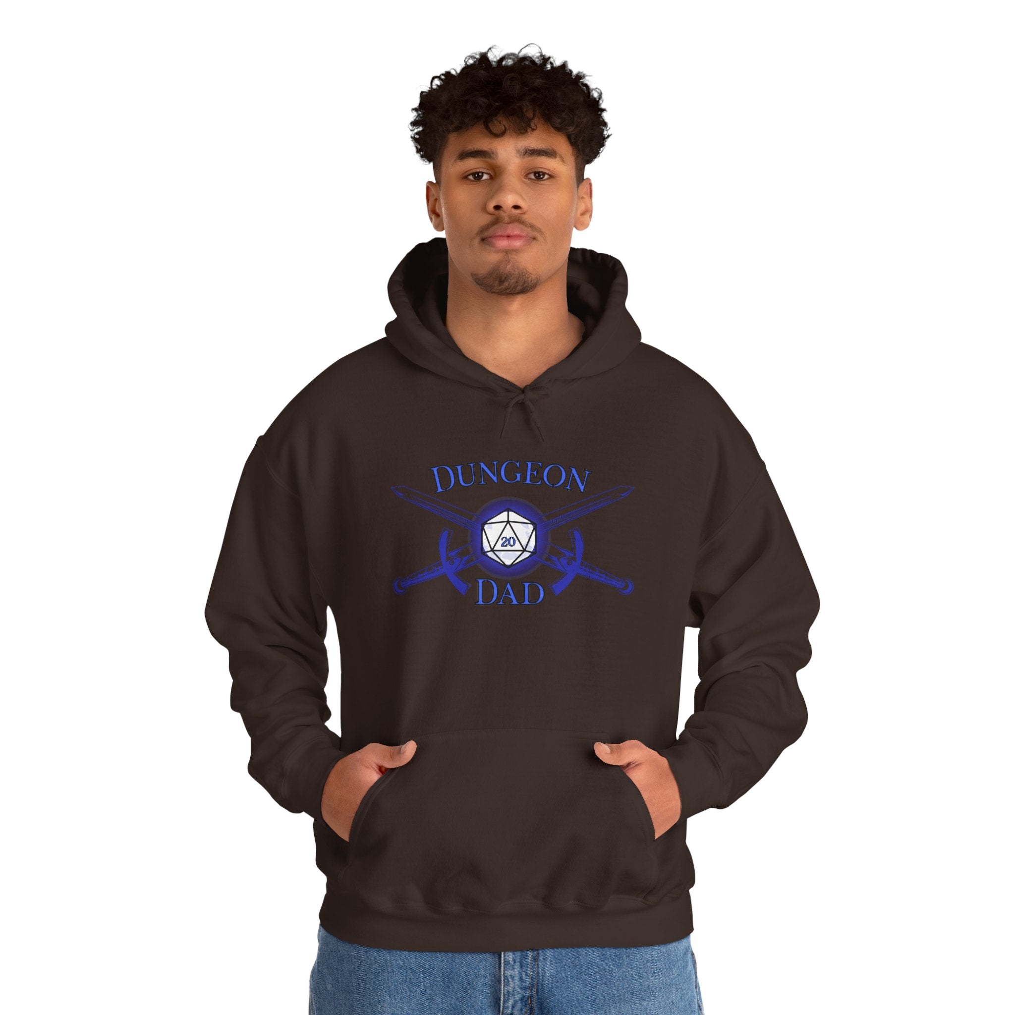Dungeon Dad Hoodie – RPG Dad Hoodie with Dice & Swords Design