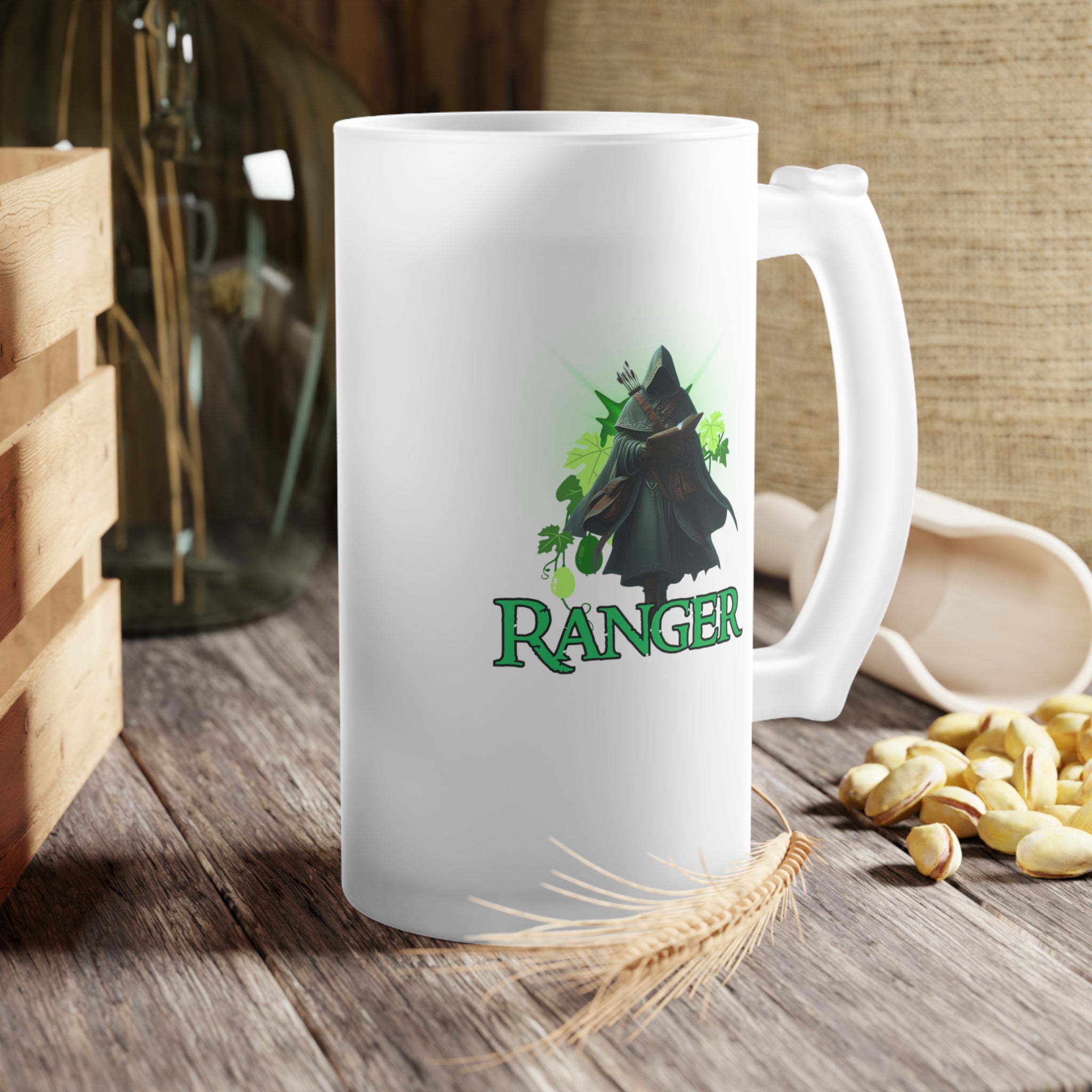 Frosted Glass Beer/ Mead Mug — Ranger D&D Class Mug