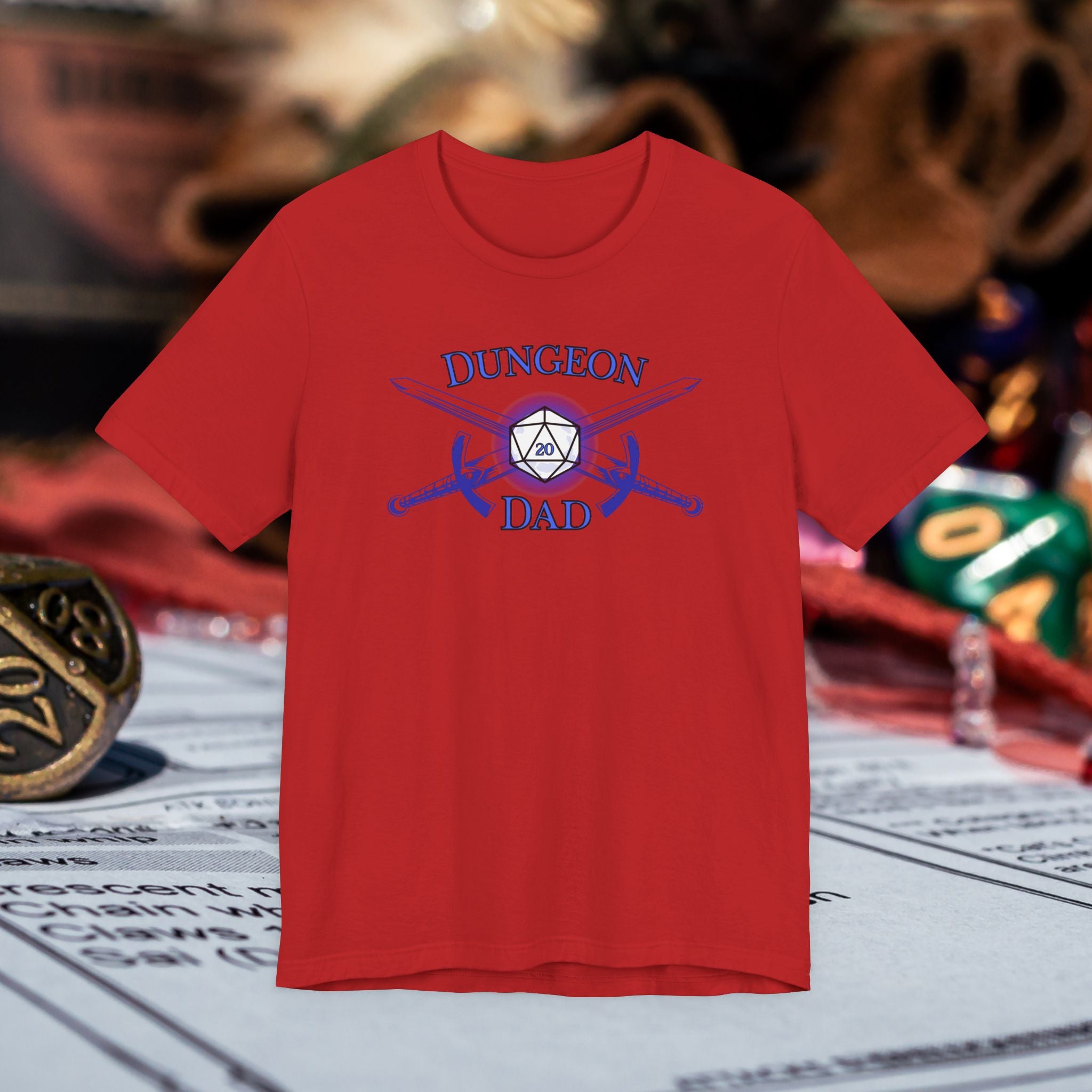 Dungeon Dad T-Shirt – D20 Gamer Father Tee