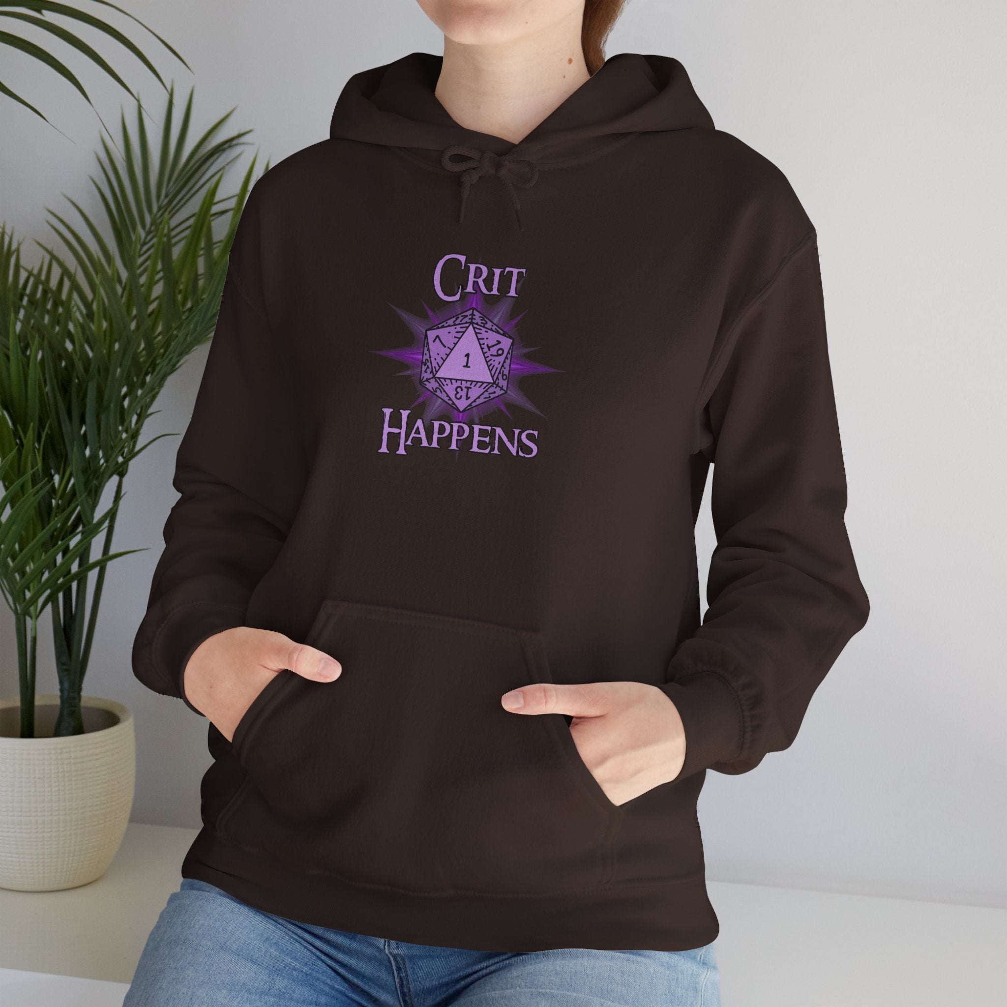 Crit Happens Hoodie — Funny D20 Dice RPG Gaming Sweatshirt