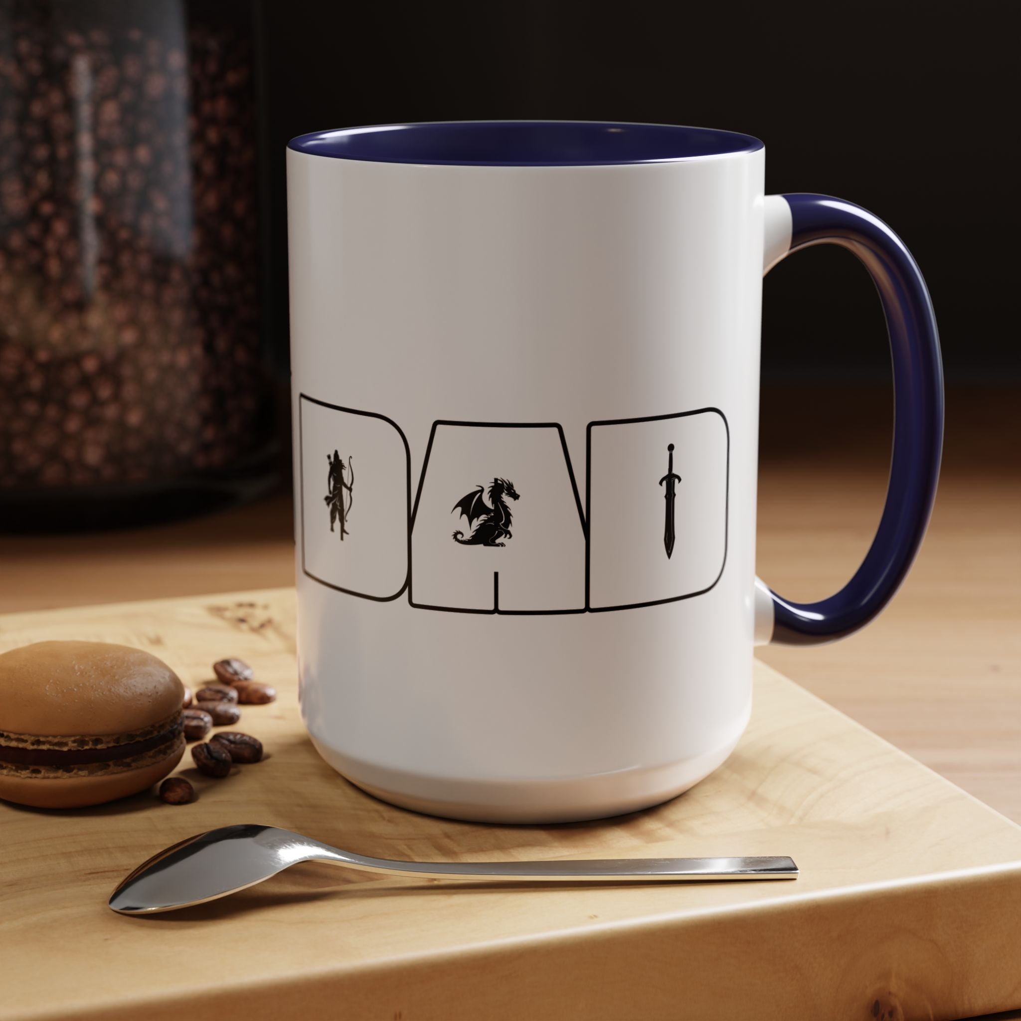RPG Dad Icon Accent Coffee Mug — Dad Tabletop Gaming 15oz