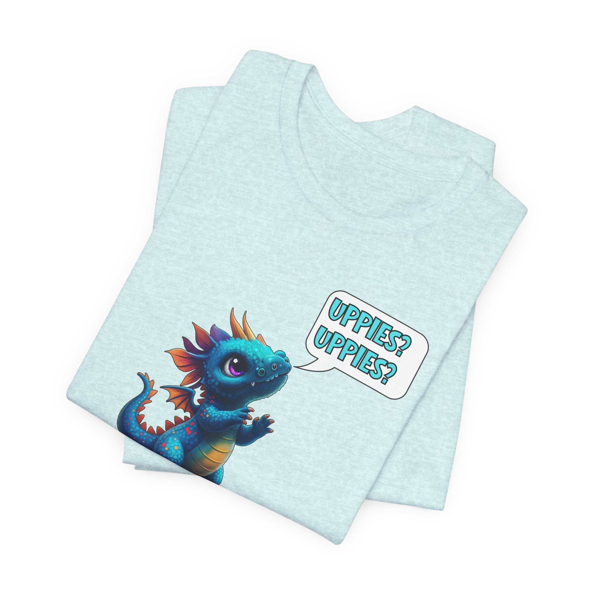 Baby Blue Dragon T‑Shirt — Cute 'Uppies? Uppies?' Fantasy Gamer Tee