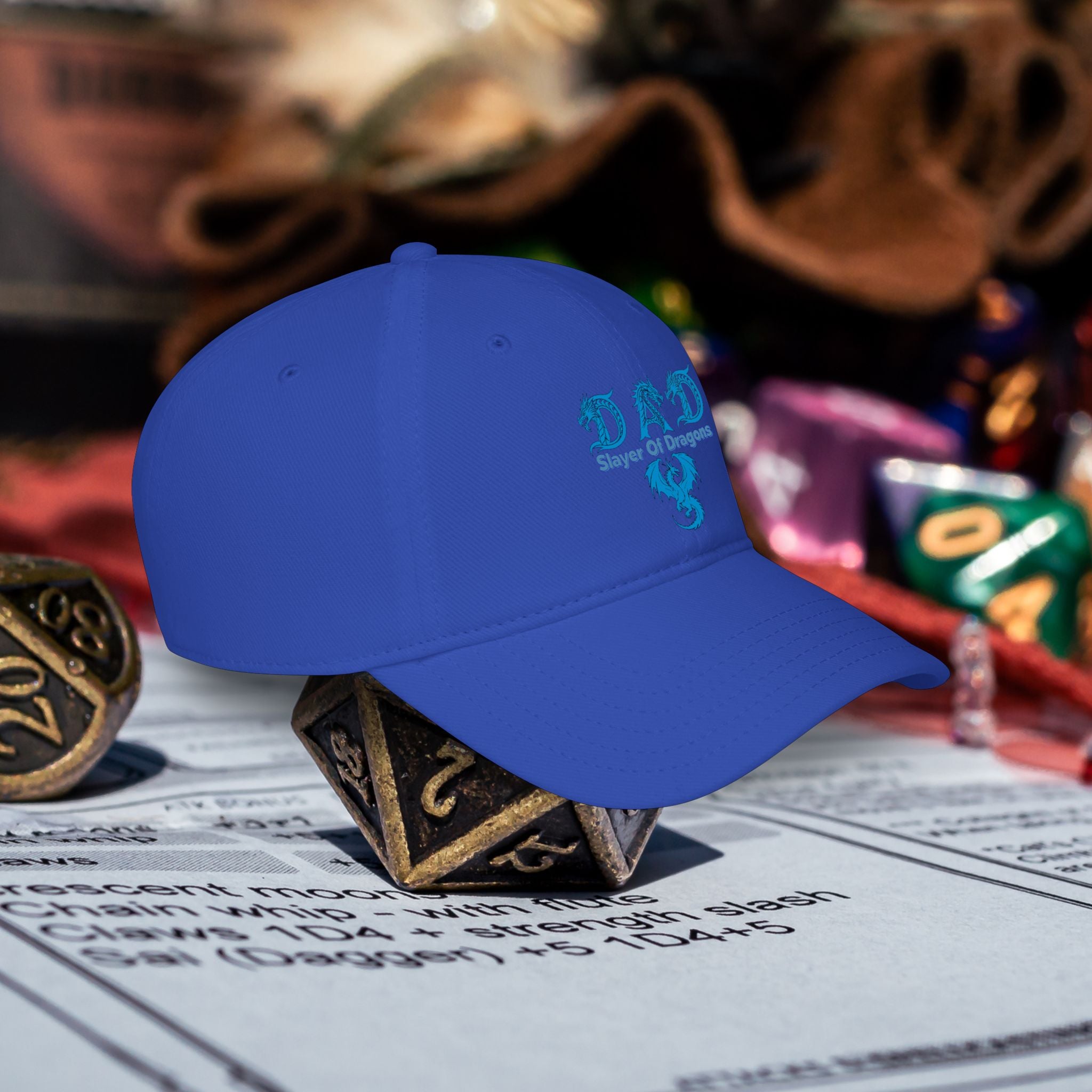 Dad Slayer Of Dragons Low Profile Baseball Cap - D&D Dad Gift