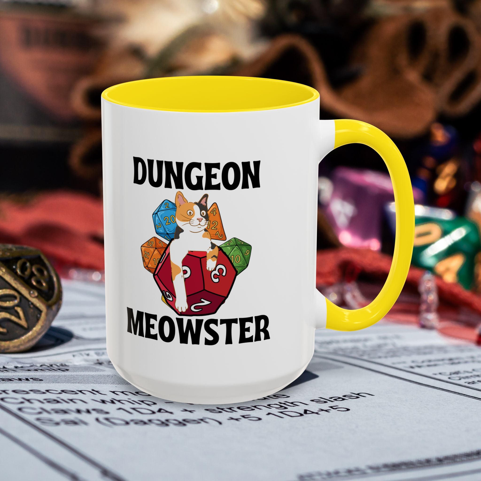 Dungeon Meowster Coffee Mug – Dungeons & Dragons Cat Gamer Gift (15oz Accent Mug)